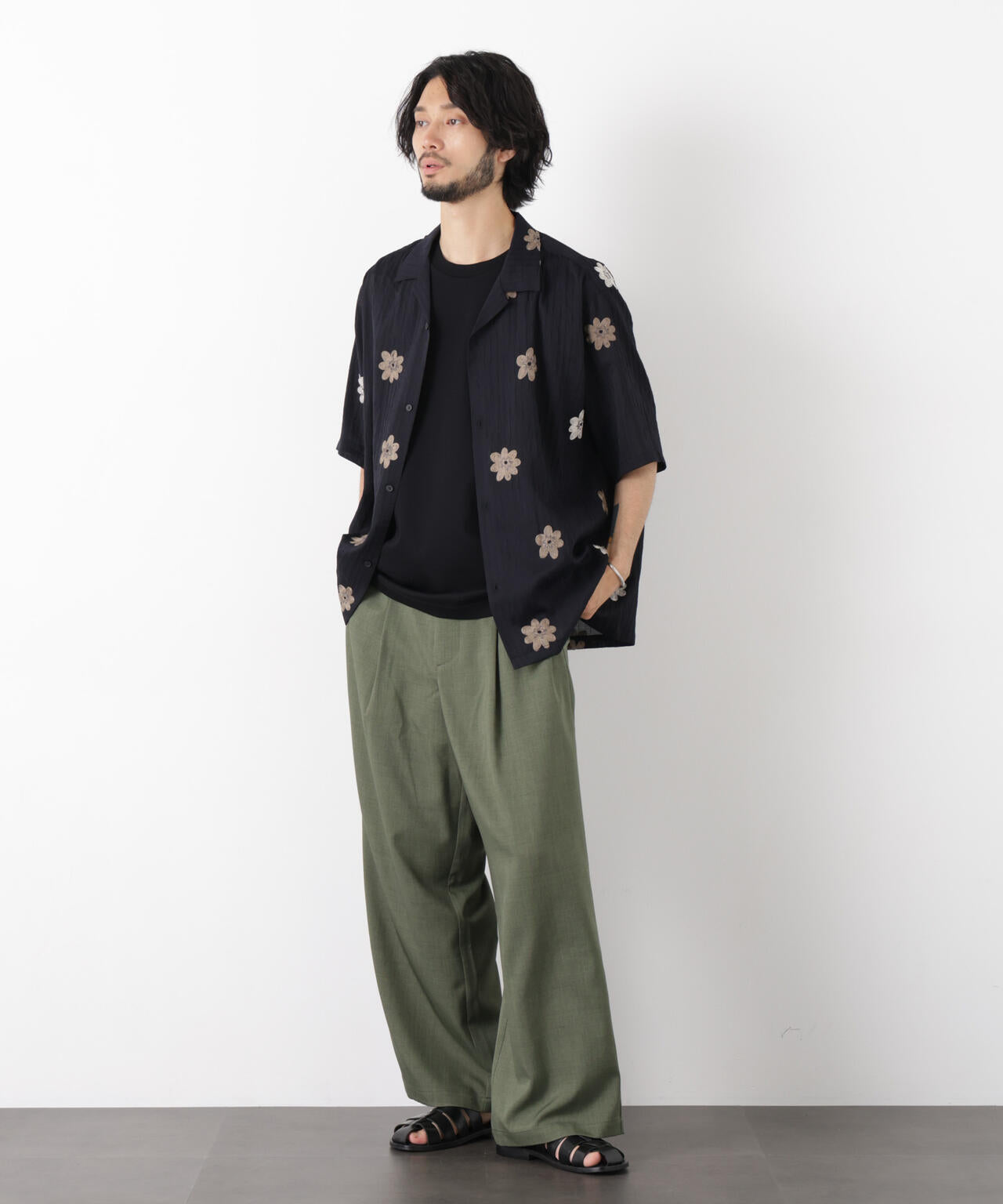 ポリエステルウィーブ ワイドパンツ 6726127224