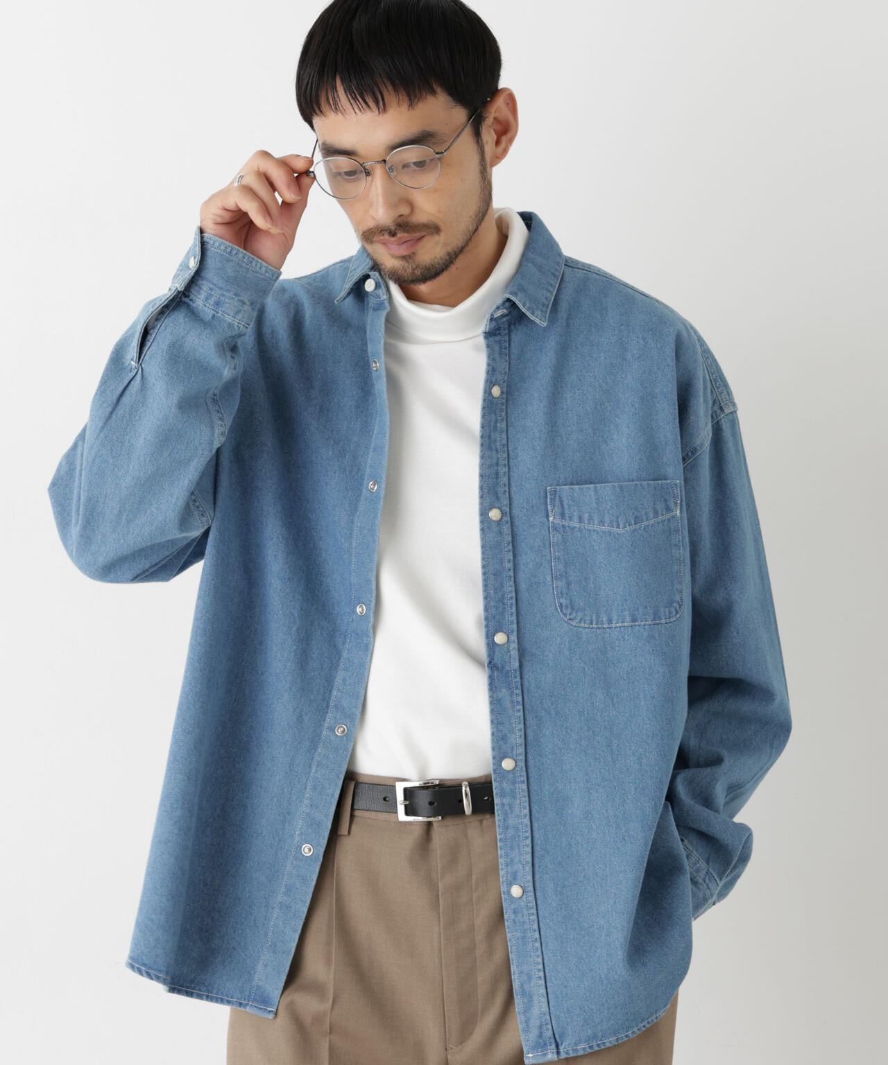 8.5oz ドレープデニムシャツ 長袖 6726220208