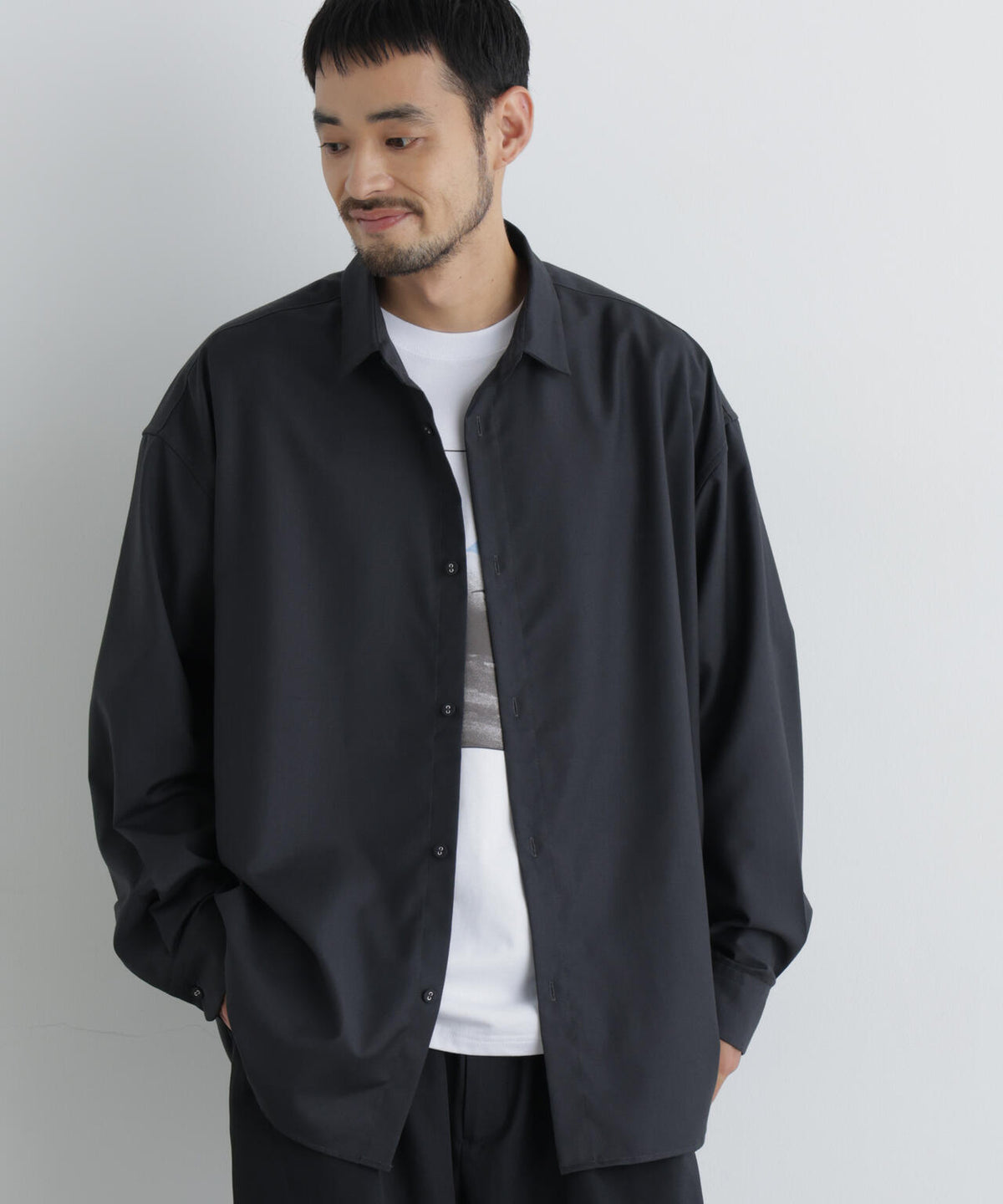 ビッグドレープシャツ 長袖 6726220211