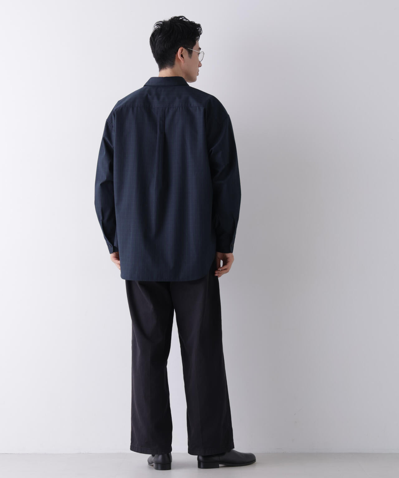 ビッグドレープチェックシャツ 長袖 6726220212