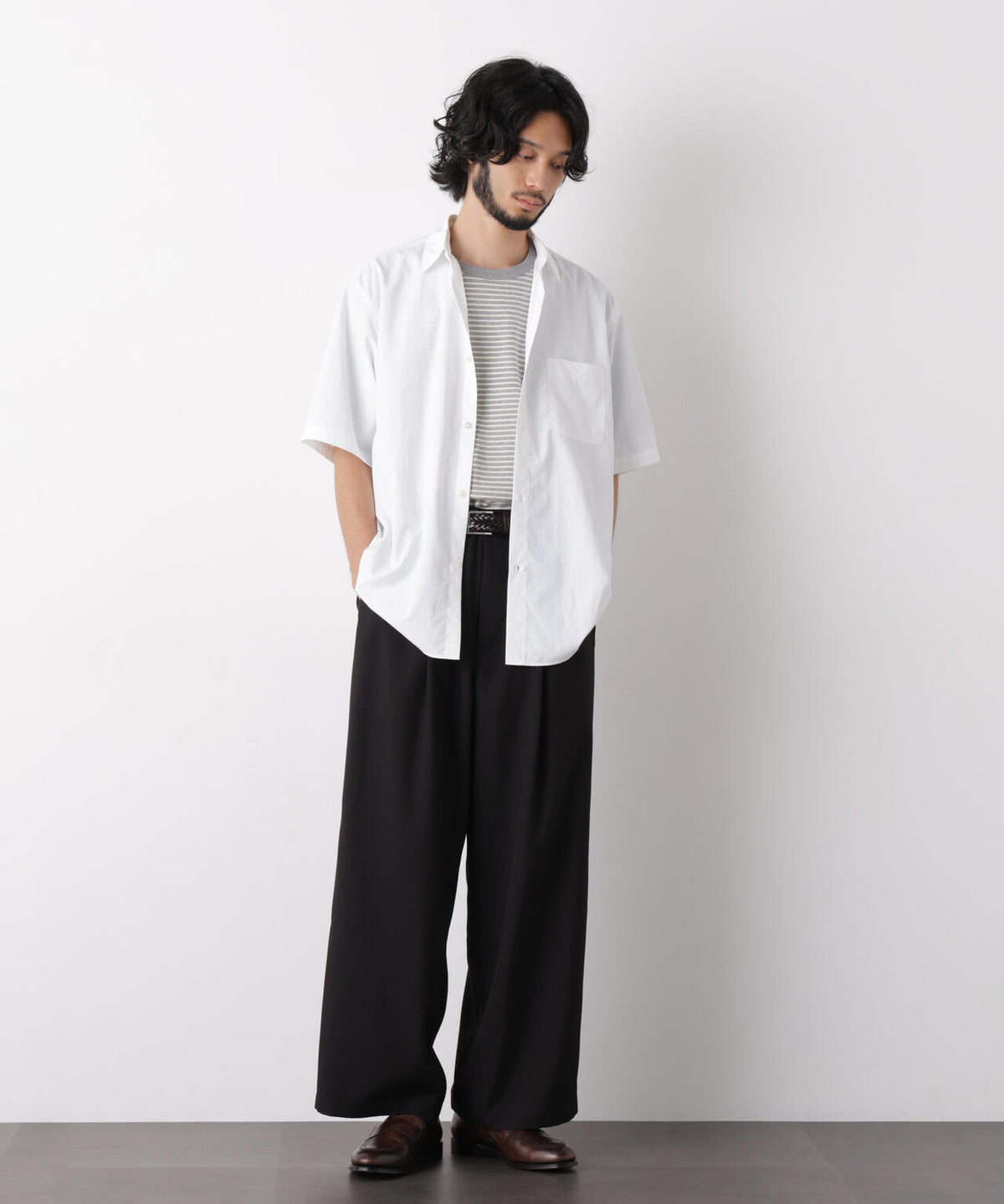 コットンタッチレギュラーカラーシャツ 半袖 6726221207