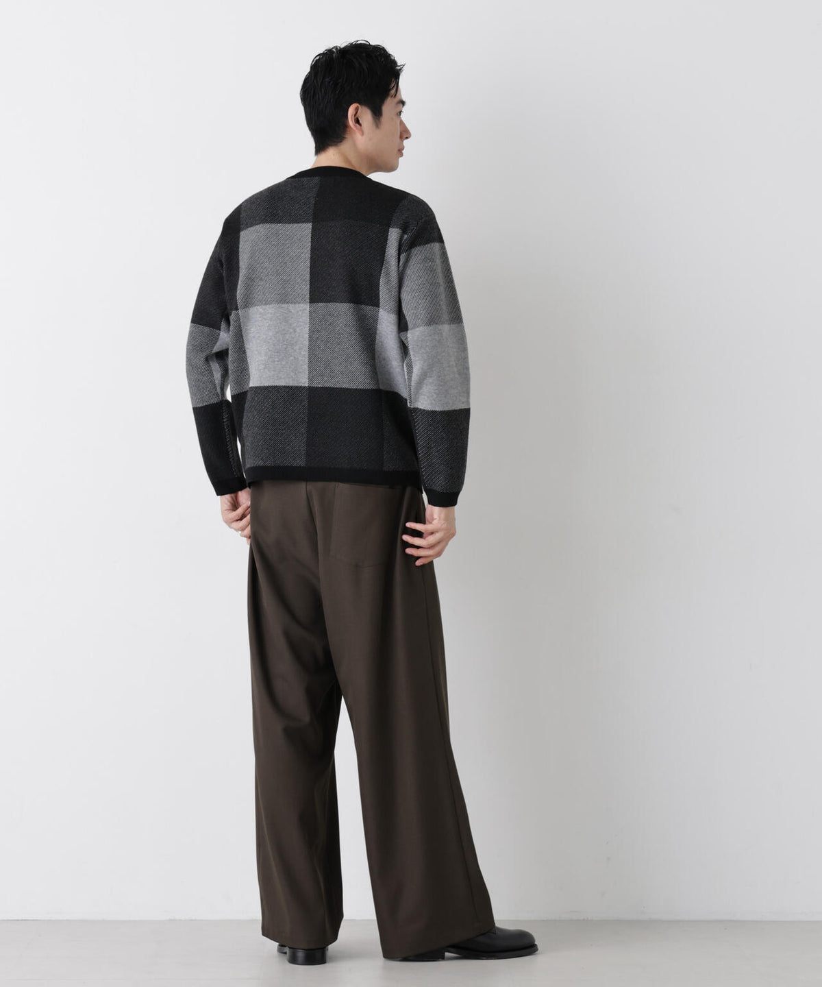 ブロックチェッククルーネックニット 6726222203