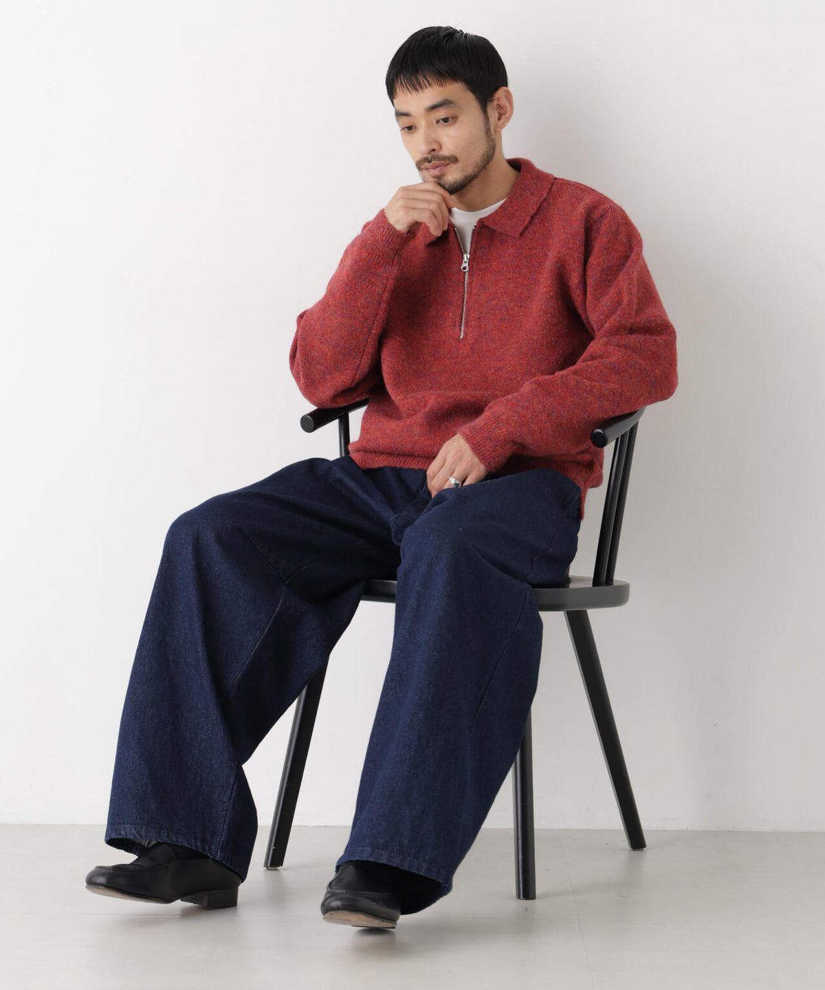 ファンシーヤーンハーフZIPニット 長袖 6726222224