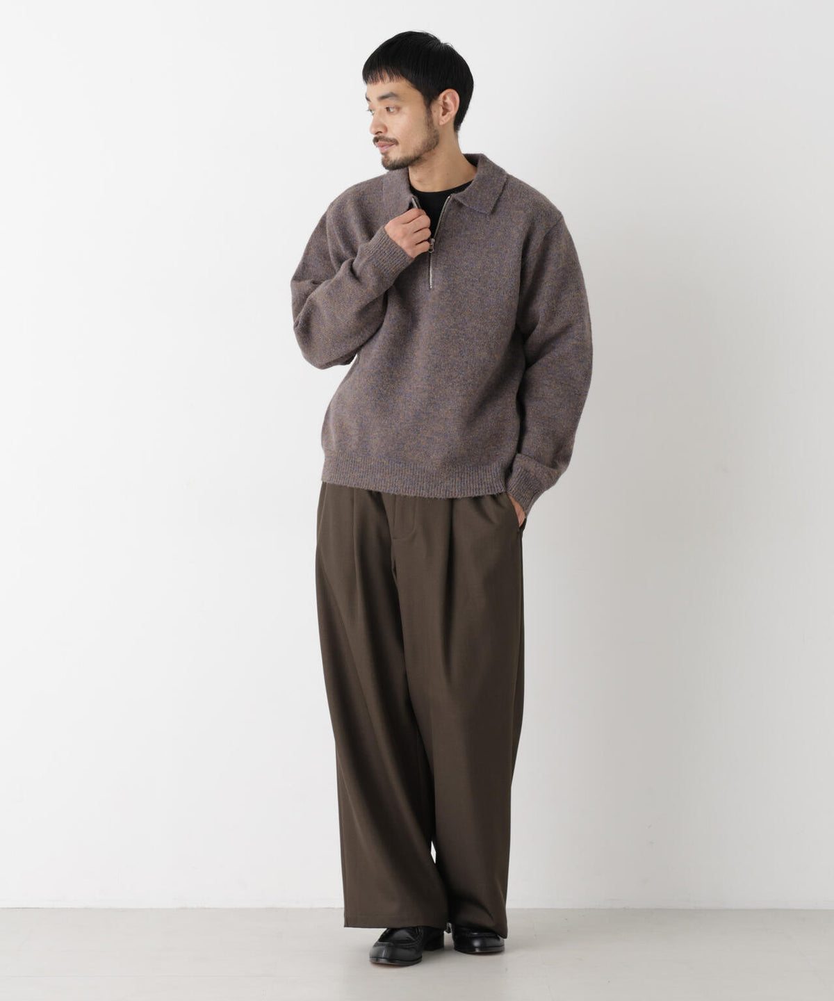 ファンシーヤーンハーフZIPニット 長袖 6726222224