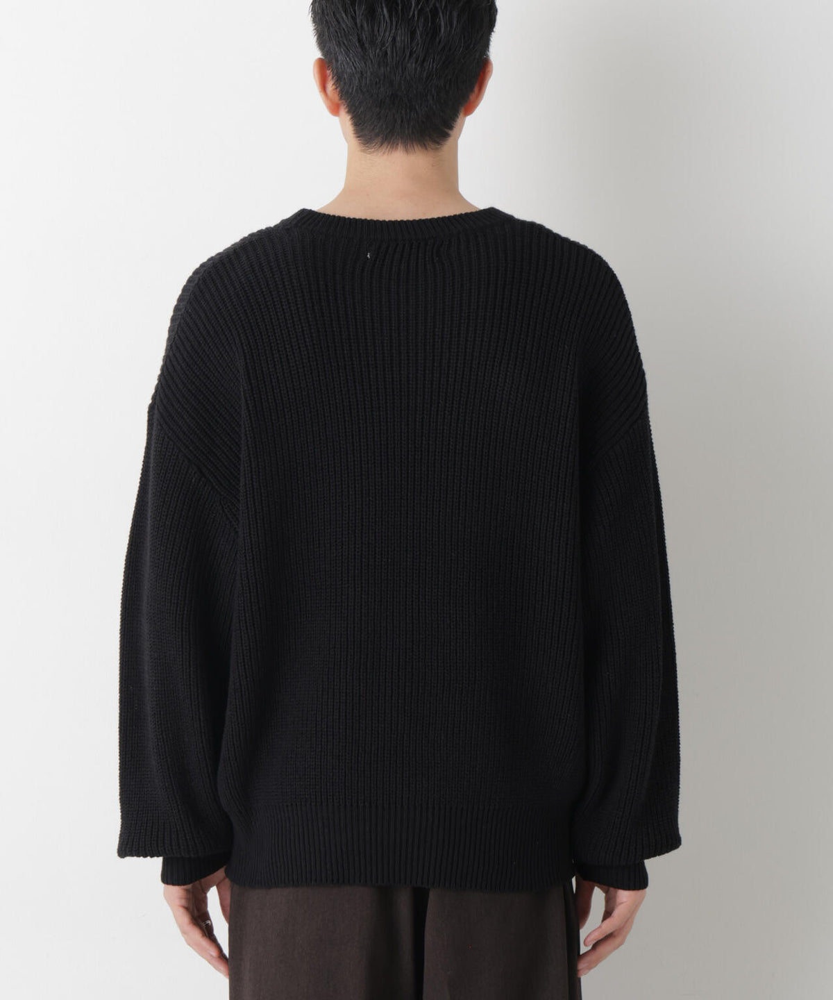 WEB限定/ワイドフィット畔編クルーネックニット 6726222227