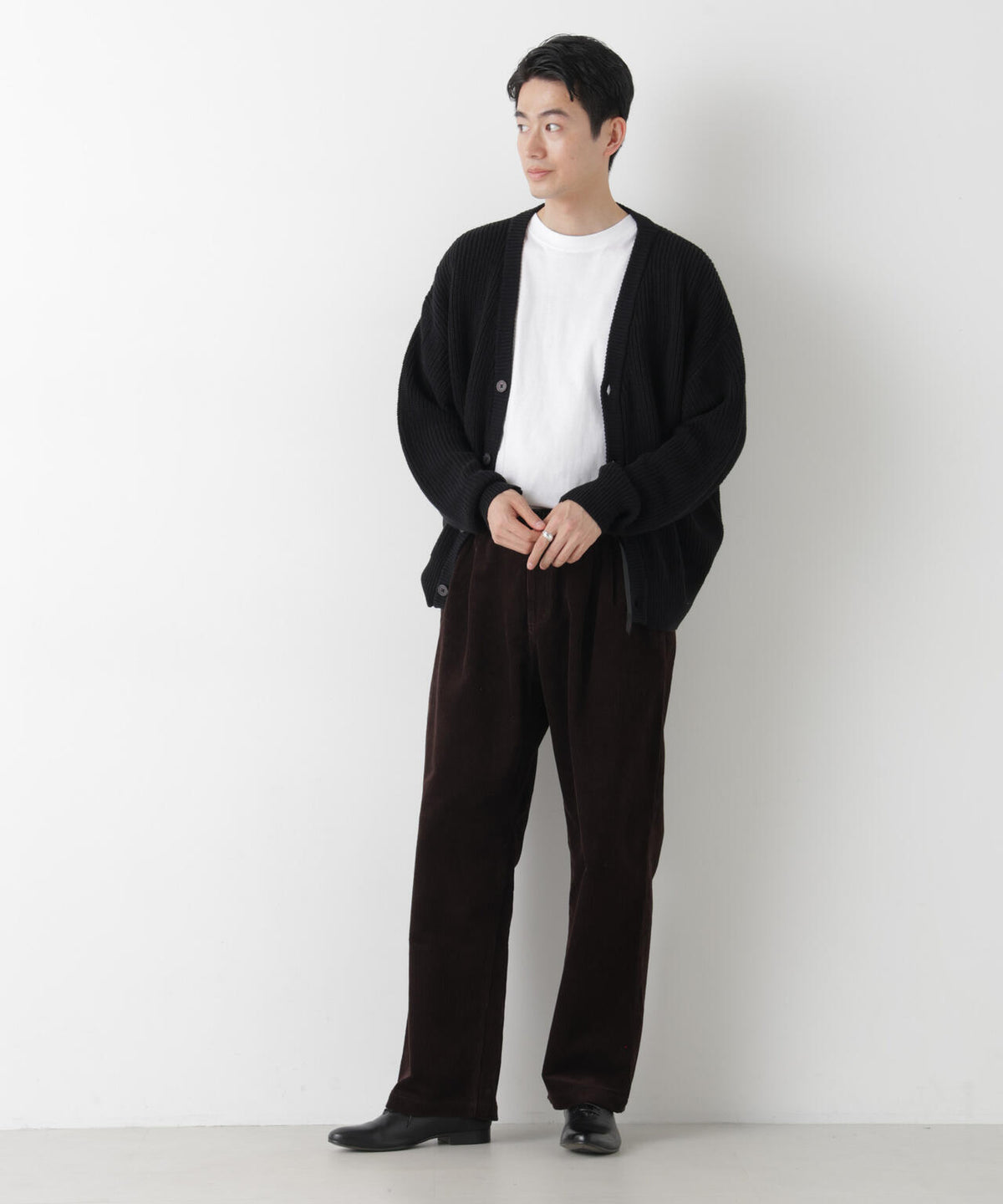 WEB限定/ワイドフィット畔編カーディガン 6726222228