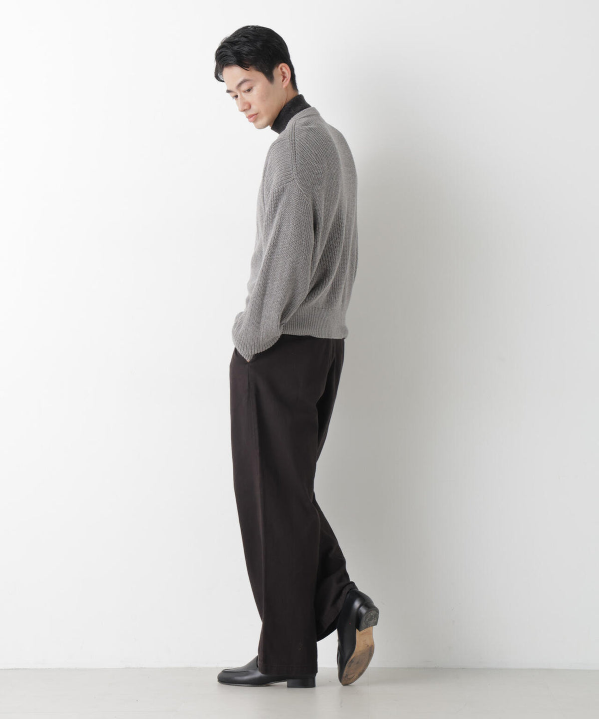 WEB限定/ワイドフィット畔編カーディガン 6726222228