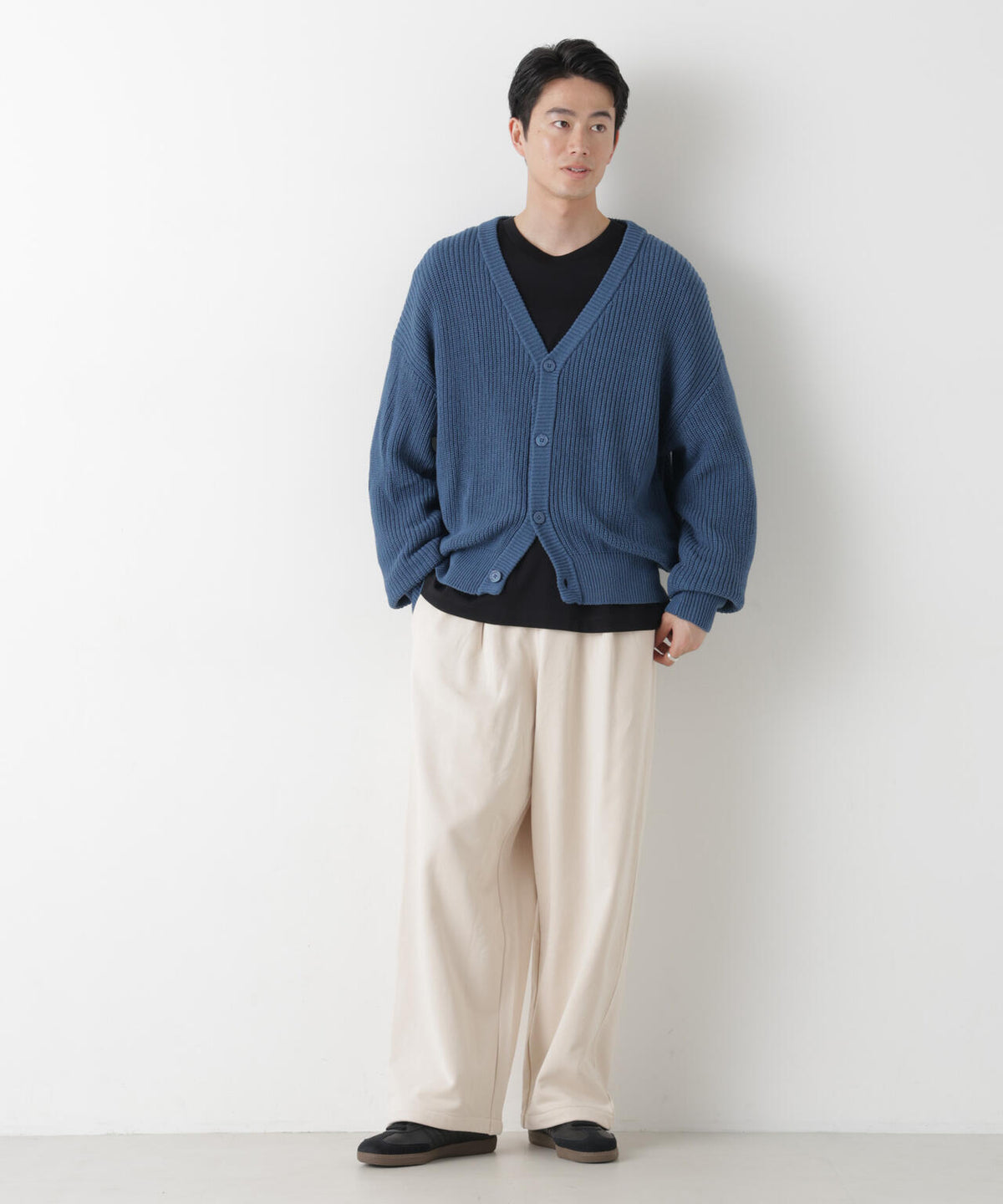 WEB限定/ワイドフィット畔編カーディガン 6726222228