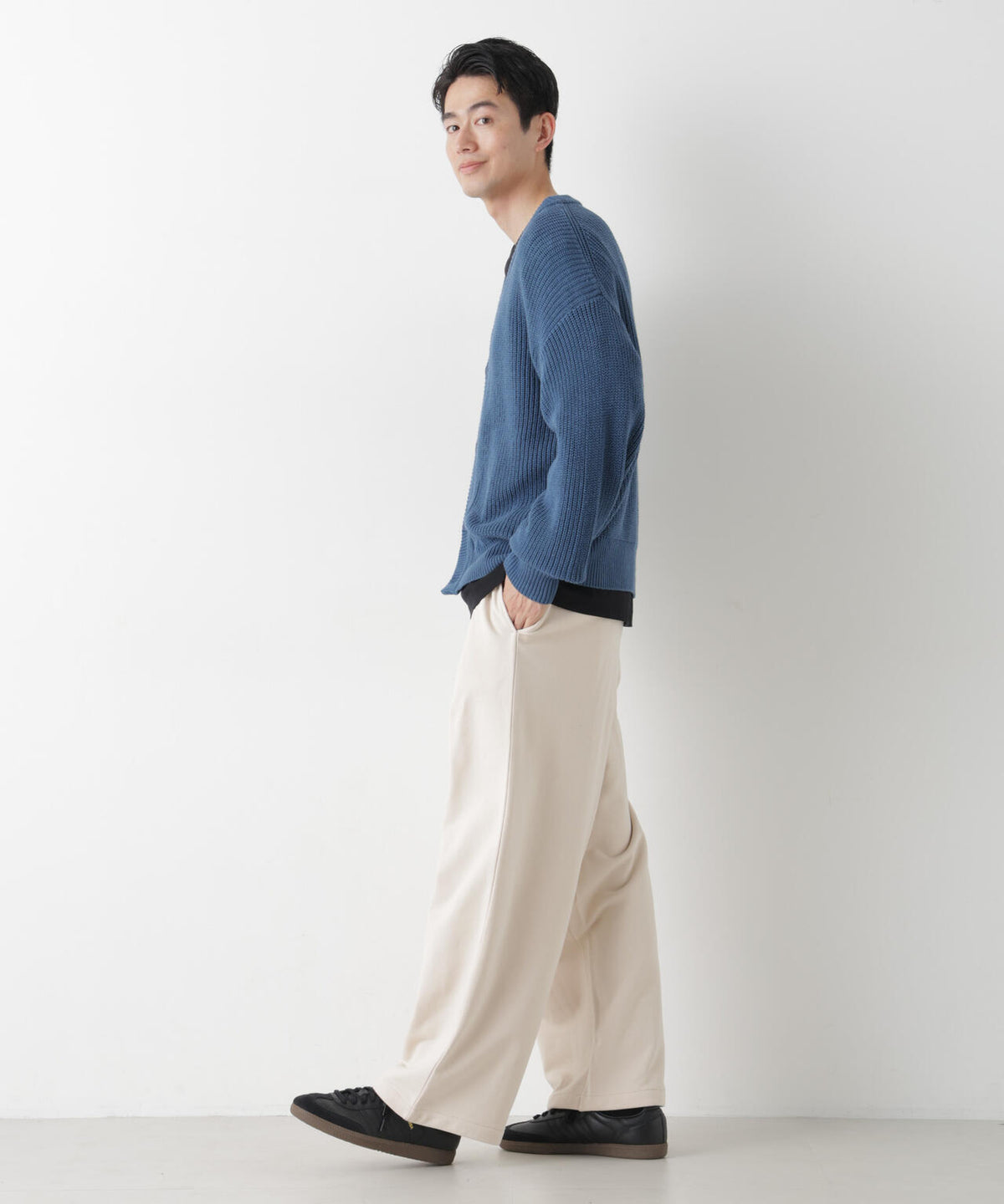 WEB限定/ワイドフィット畔編カーディガン 6726222228