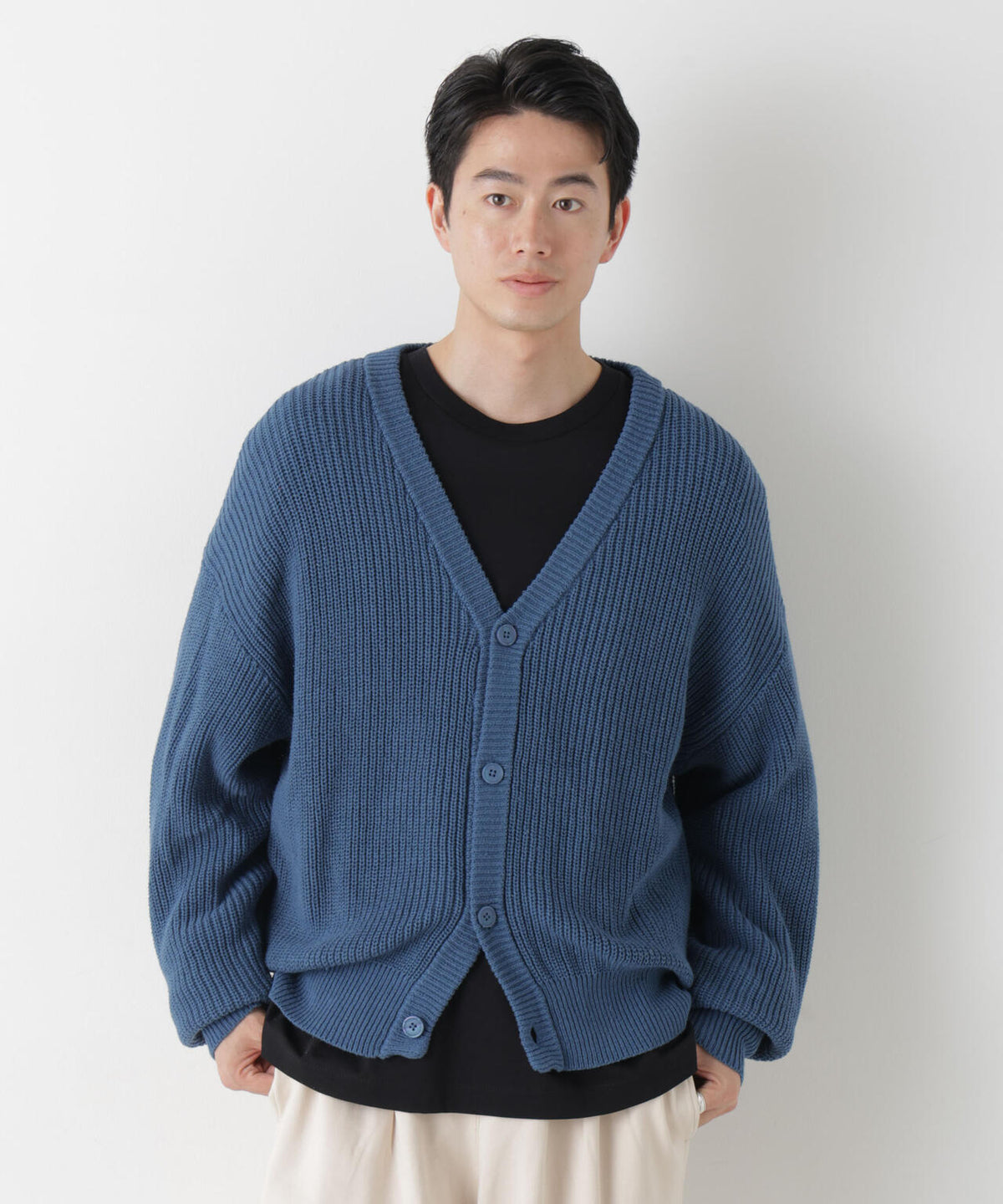 WEB限定/ワイドフィット畔編カーディガン 6726222228