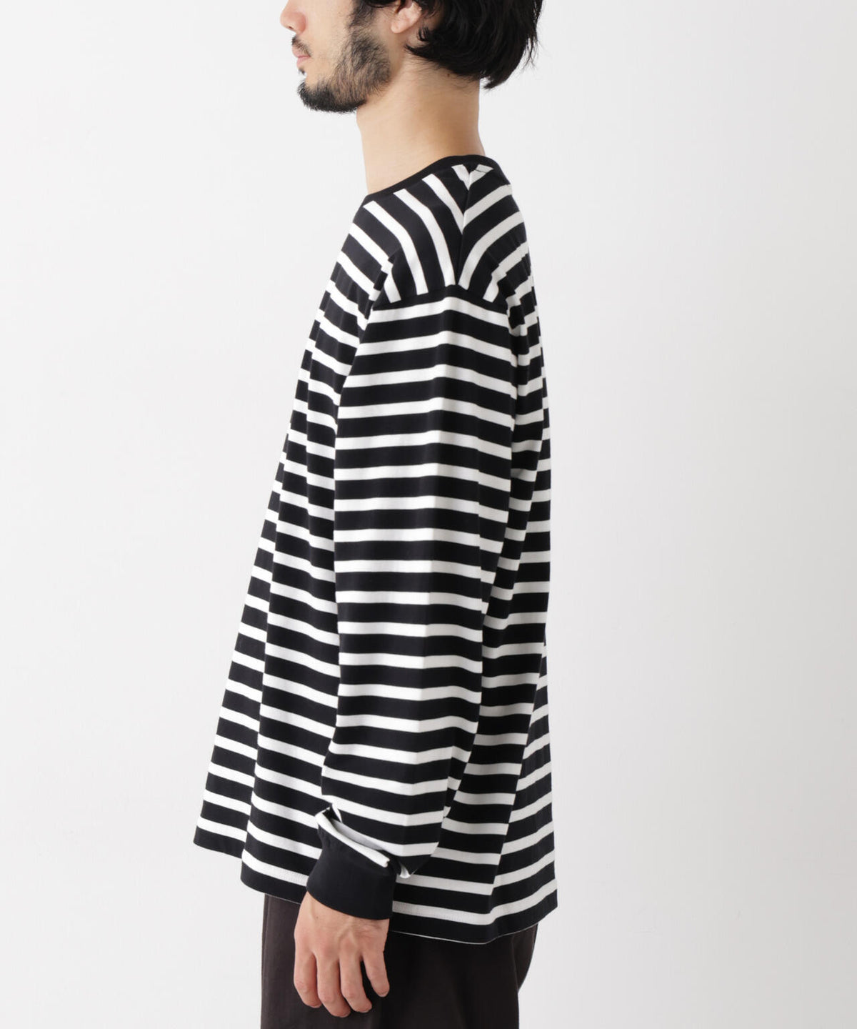 コーマコットン先染めボーダーTシャツ 長袖 6726223210