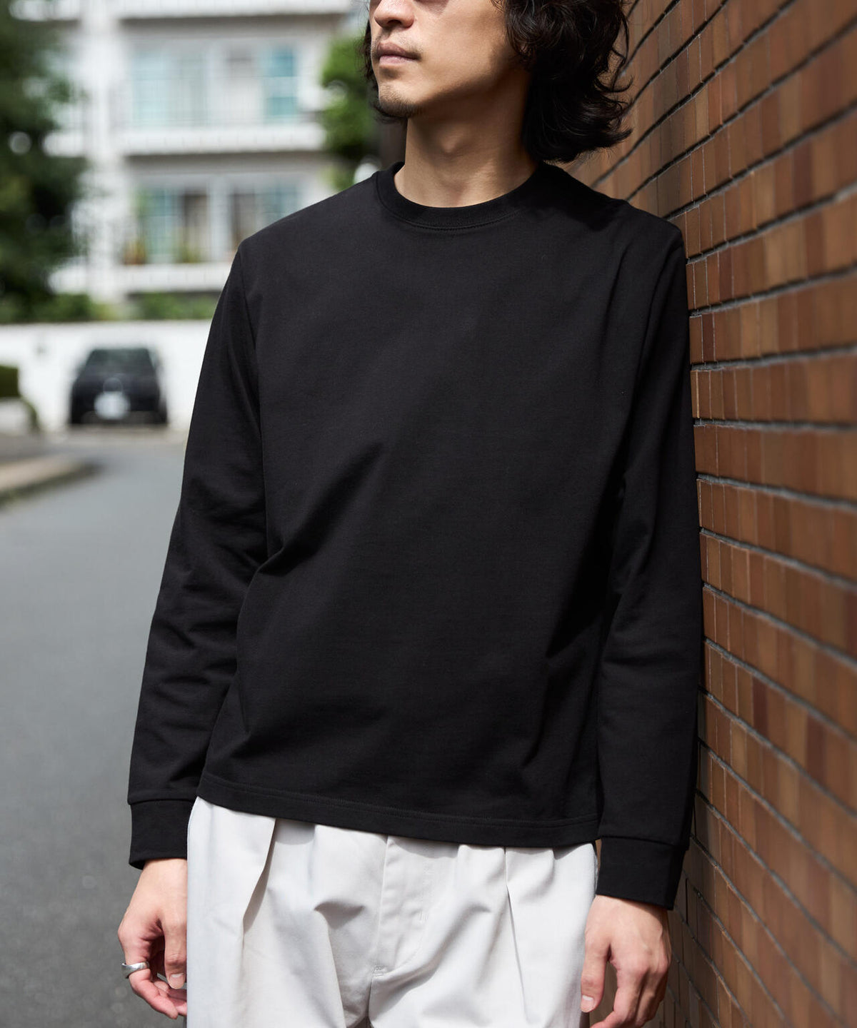 WEB限定/度詰めプレーティングクロップドTシャツ長袖 6726223213