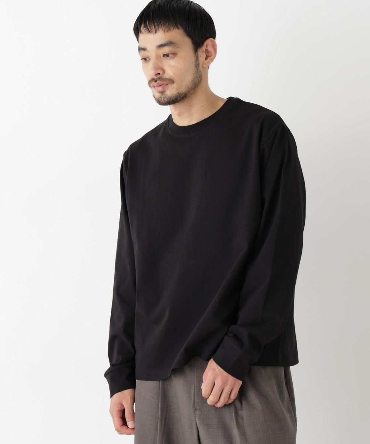 WEB限定/度詰めプレーティングクロップドTシャツ長袖 6726223213