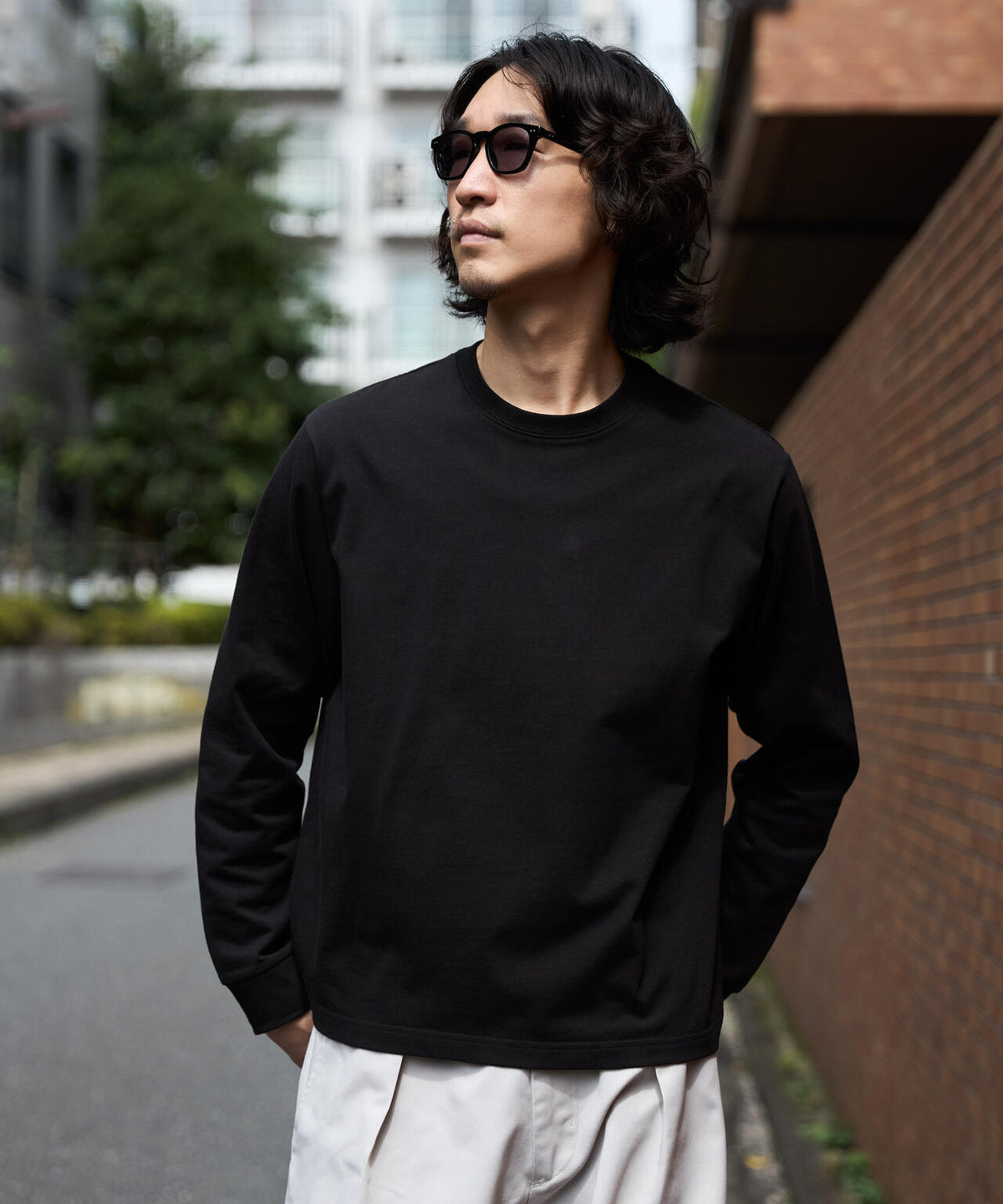 WEB限定/度詰めプレーティングクロップドTシャツ長袖 6726223213