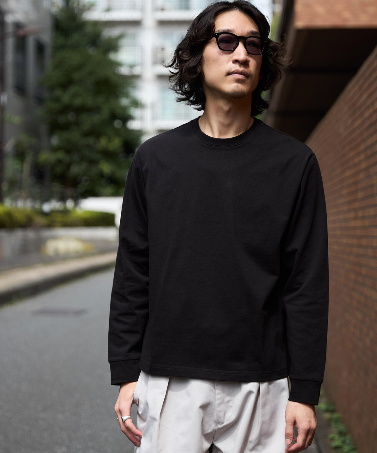 WEB限定/度詰めプレーティングクロップドTシャツ長袖 6726223213