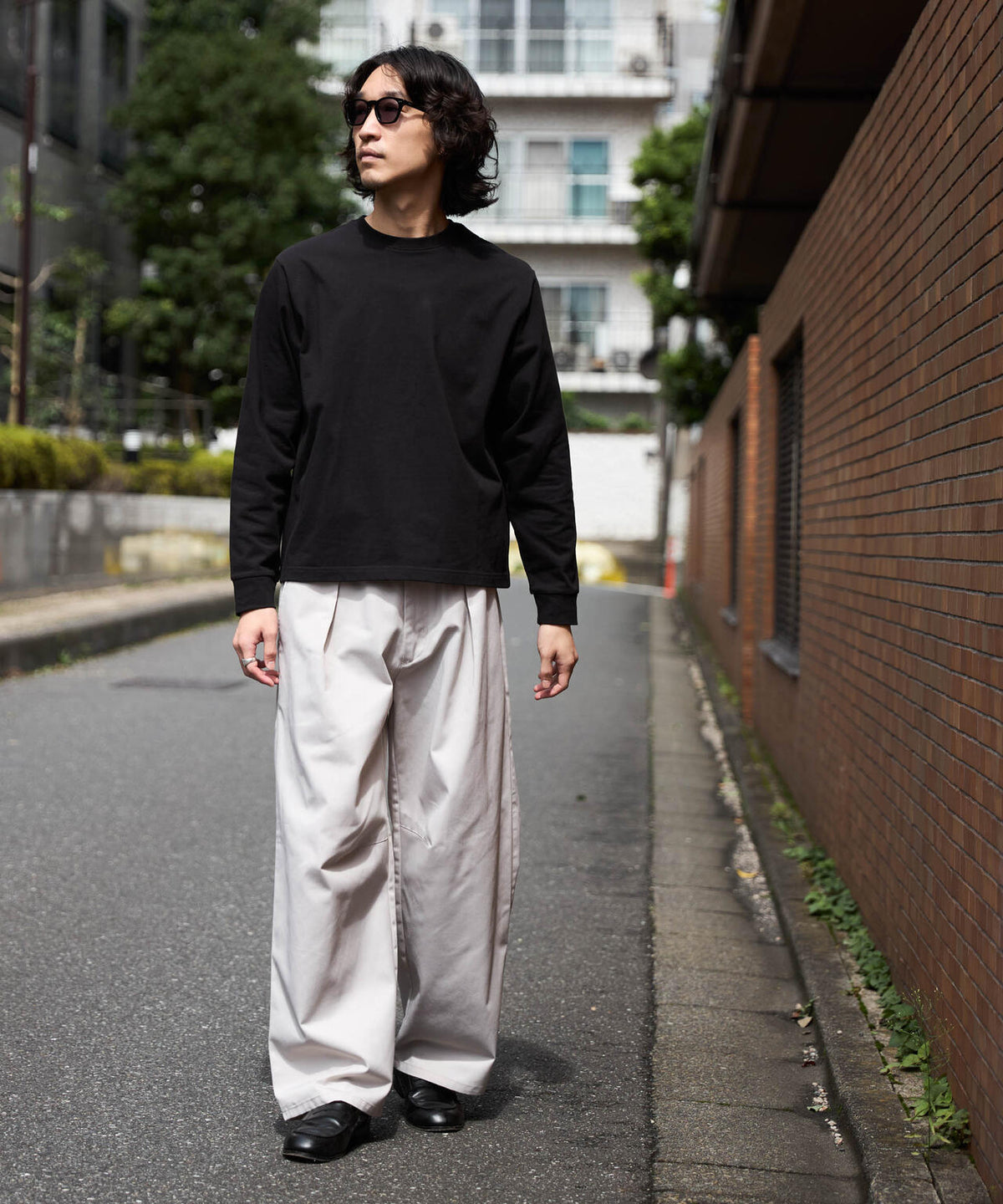 WEB限定/度詰めプレーティングクロップドTシャツ長袖 6726223213