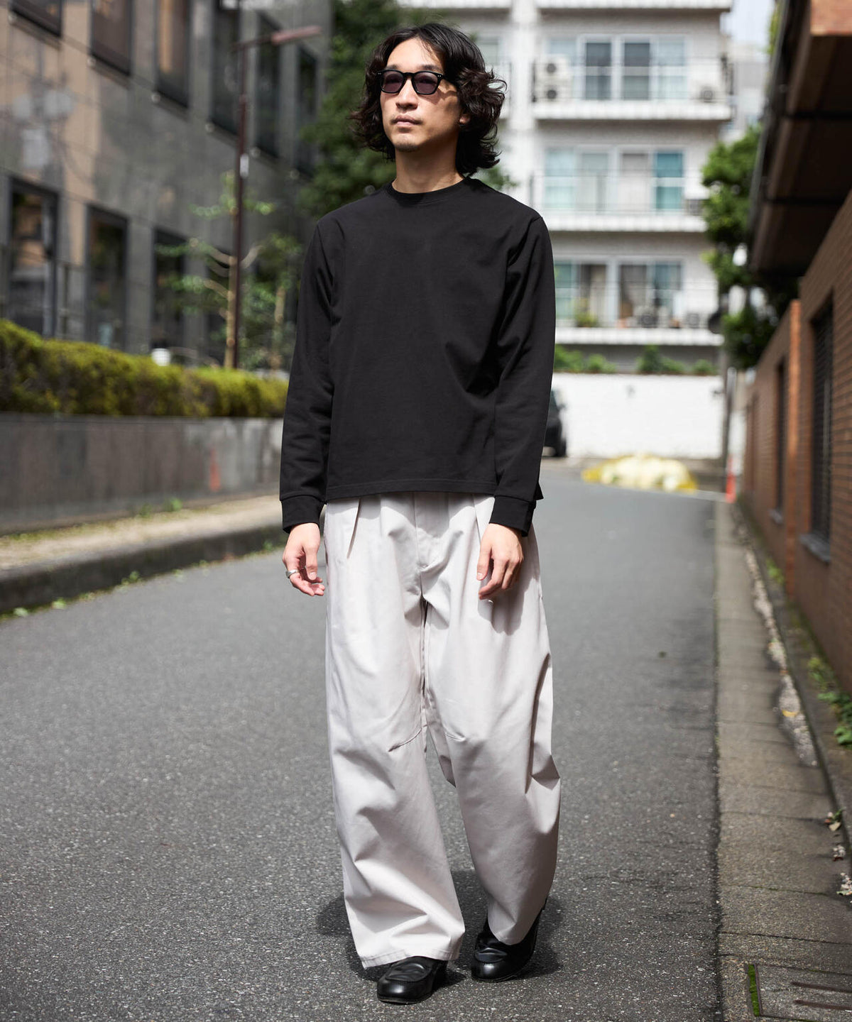 WEB限定/度詰めプレーティングクロップドTシャツ長袖 6726223213