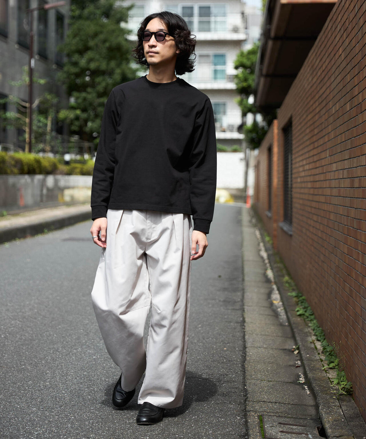 WEB限定/度詰めプレーティングクロップドTシャツ長袖 6726223213