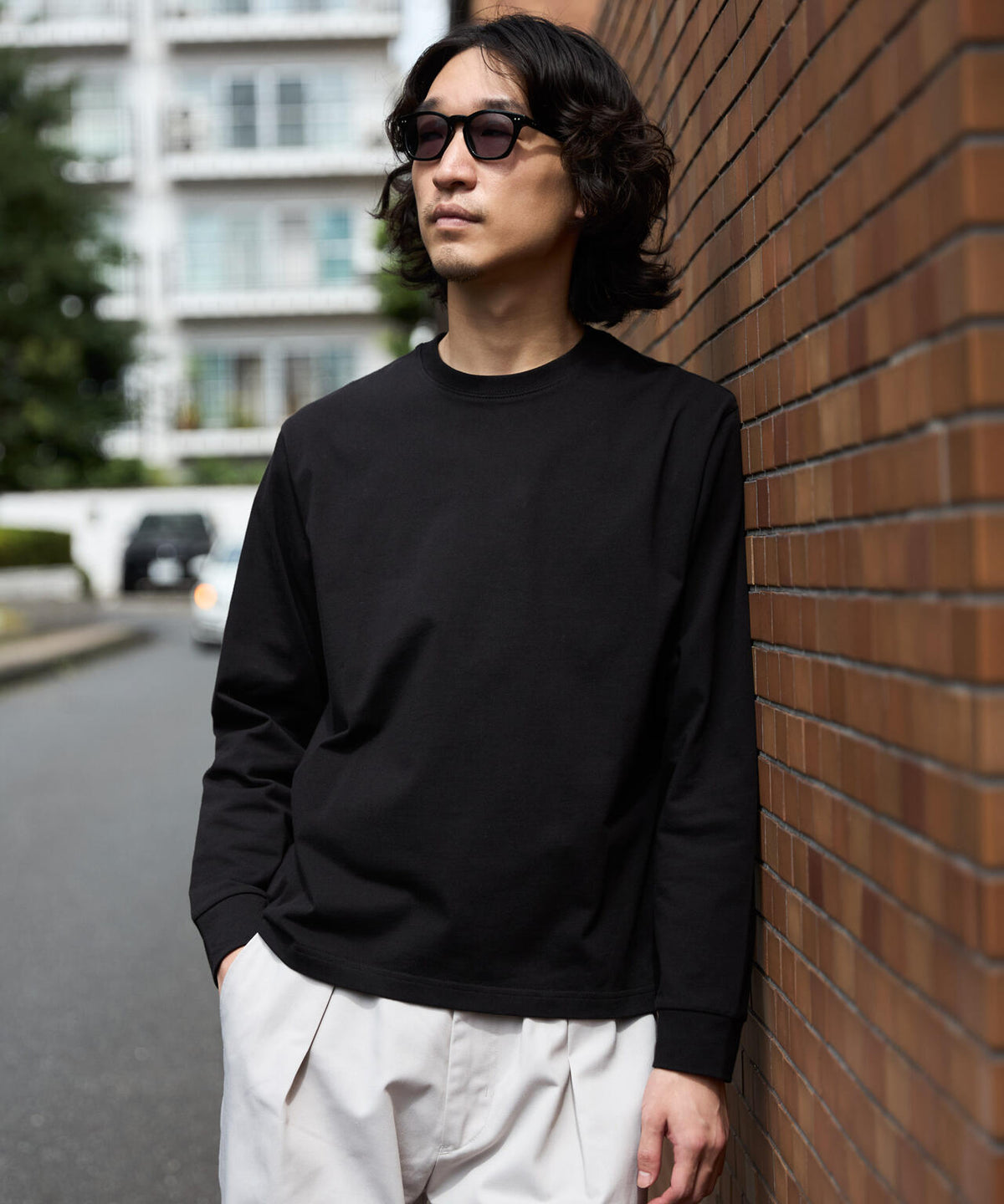 WEB限定/度詰めプレーティングクロップドTシャツ長袖 6726223213