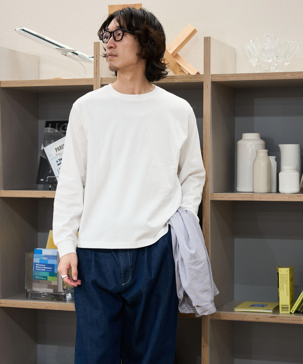 WEB限定/度詰めプレーティングクロップドTシャツ長袖 6726223213