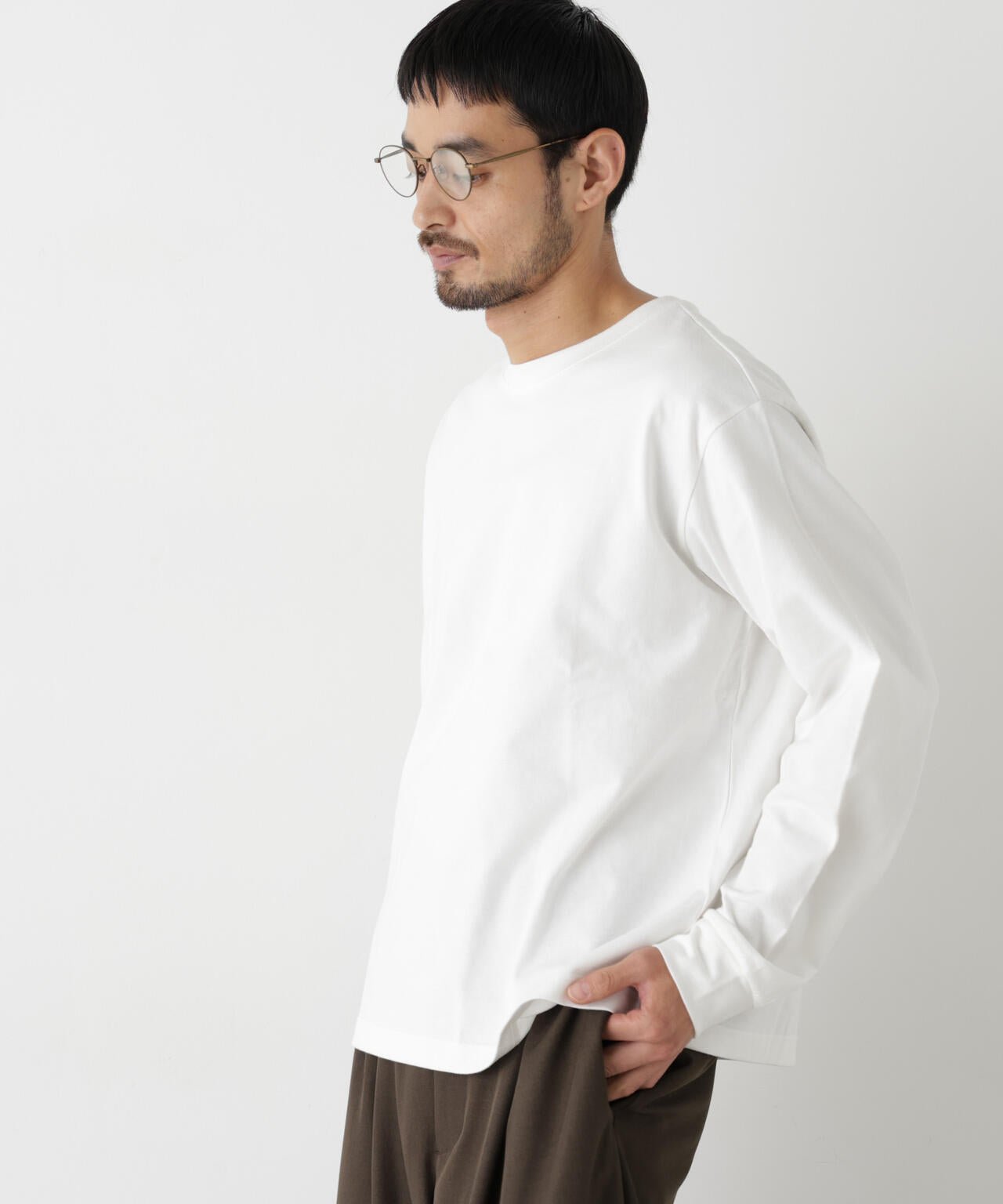 WEB限定/度詰めプレーティングクロップドTシャツ長袖 6726223213