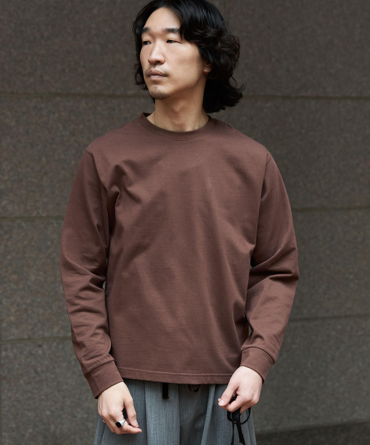 WEB限定/度詰めプレーティングクロップドTシャツ長袖 6726223213