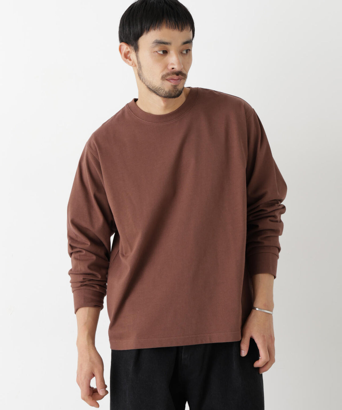WEB限定/度詰めプレーティングクロップドTシャツ長袖 6726223213