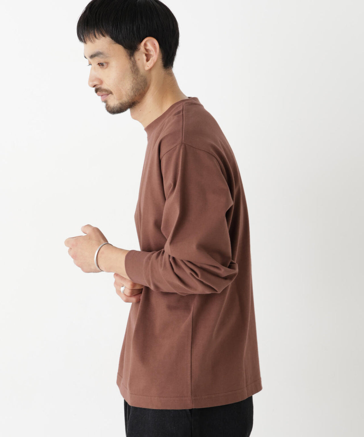WEB限定/度詰めプレーティングクロップドTシャツ長袖 6726223213