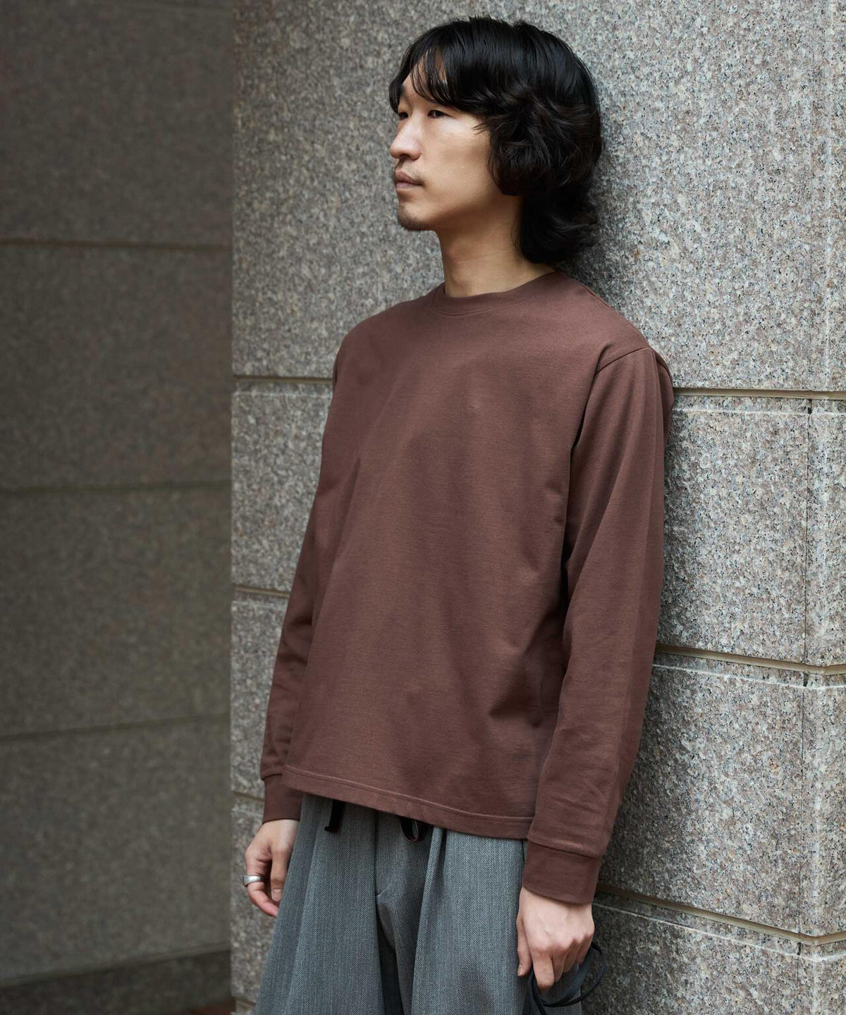 WEB限定/度詰めプレーティングクロップドTシャツ長袖 6726223213