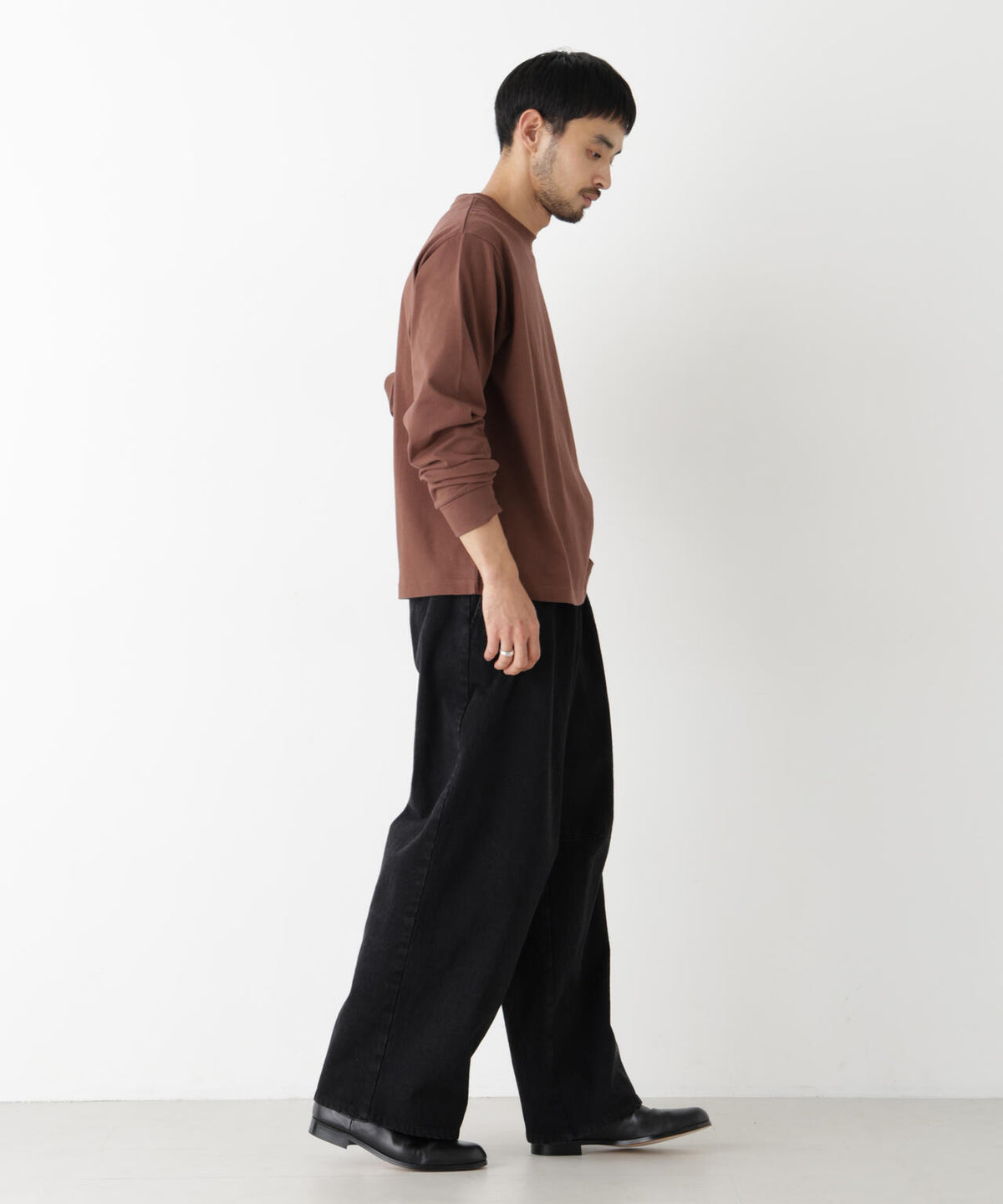 WEB限定/度詰めプレーティングクロップドTシャツ長袖 6726223213