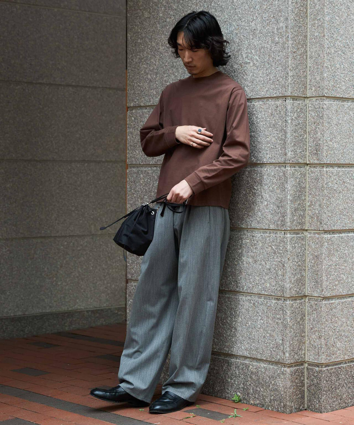 WEB限定/度詰めプレーティングクロップドTシャツ長袖 6726223213
