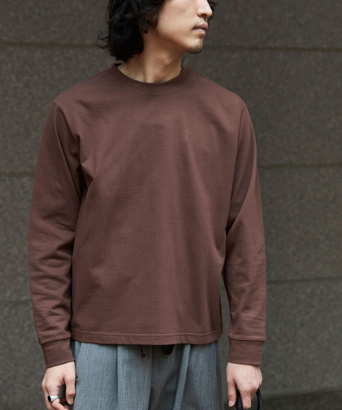 WEB限定/度詰めプレーティングクロップドTシャツ長袖 6726223213