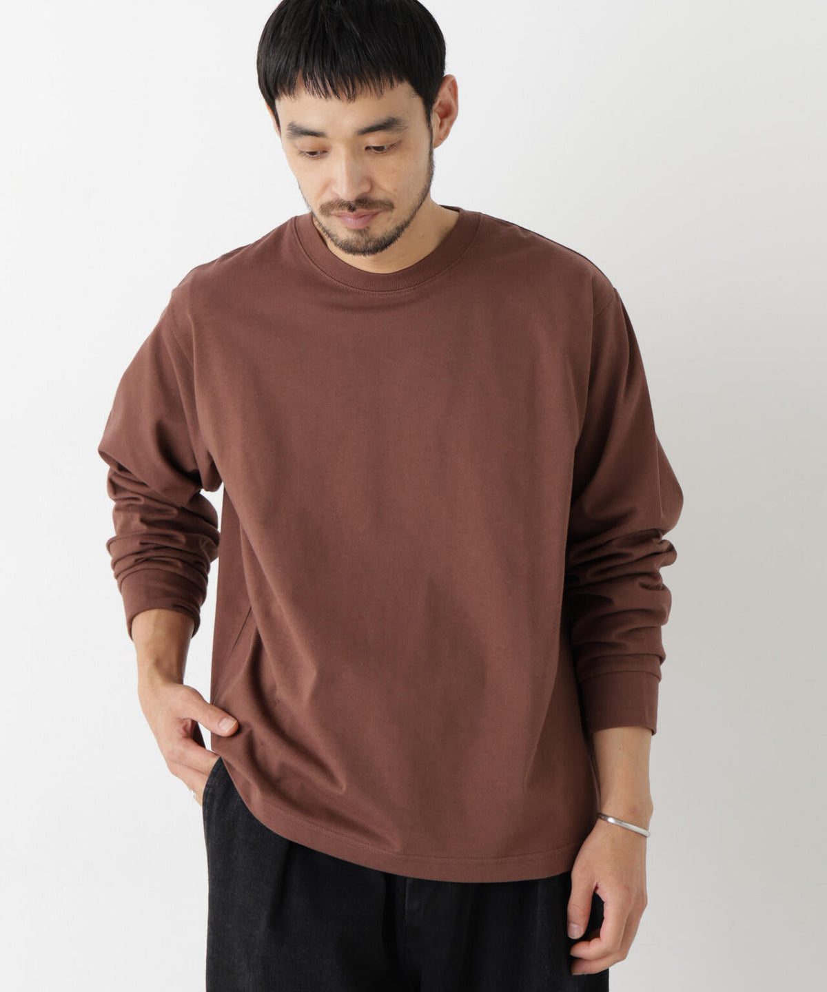 WEB限定/度詰めプレーティングクロップドTシャツ長袖 6726223213