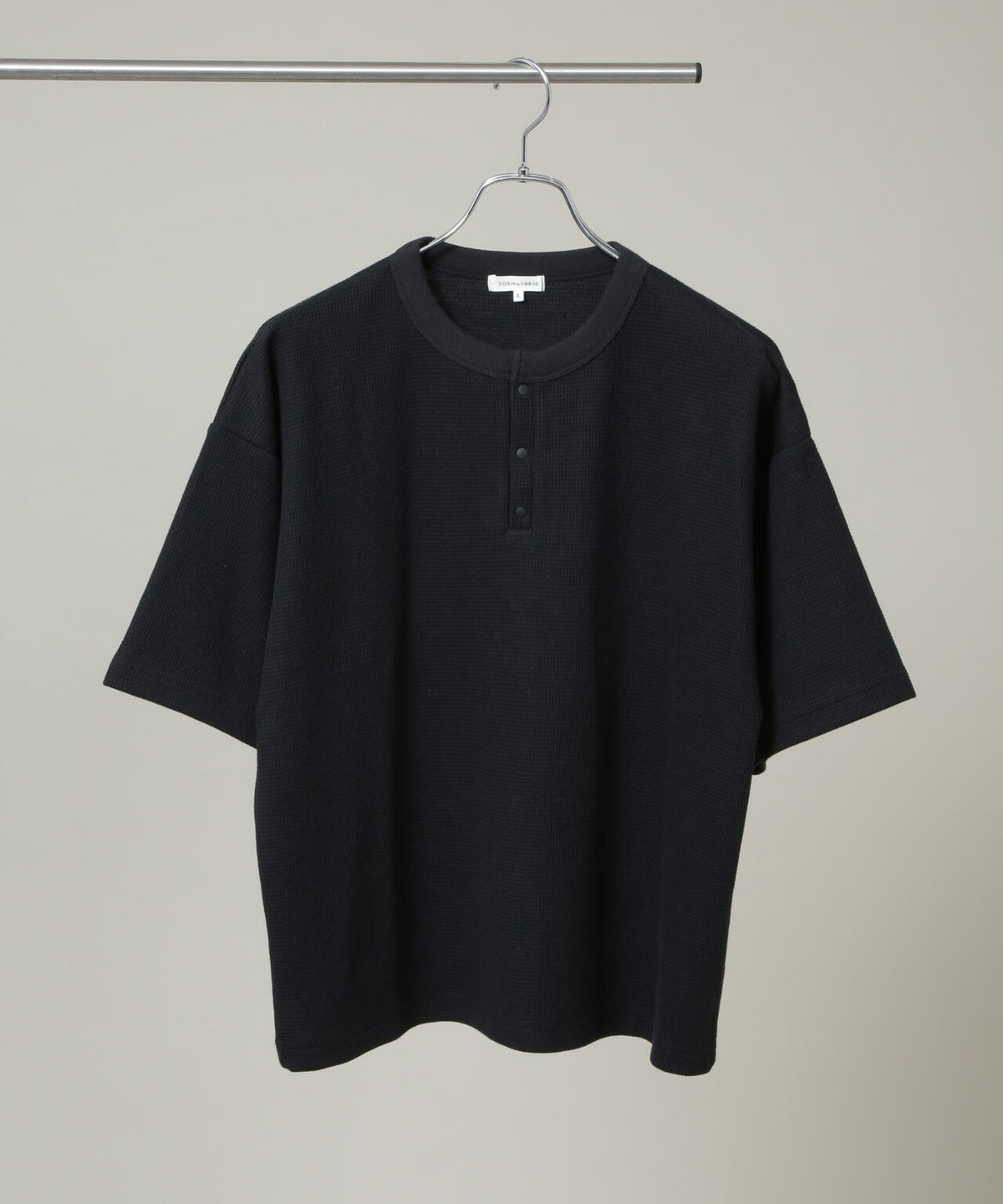 NORMANBROS/ショート丈ワッフルヘンリーネックTシャツ 半袖 6726224001