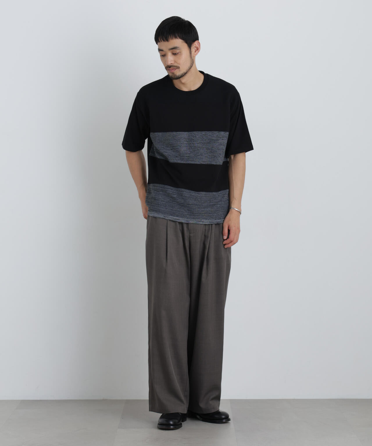 ニットコンビボーダーTシャツ 半袖 6726224214