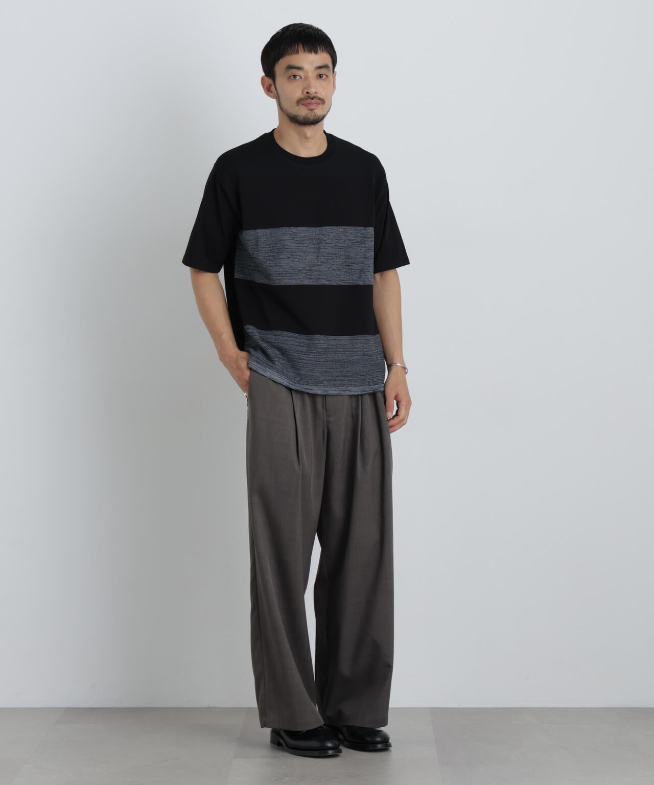 ニットコンビボーダーTシャツ 半袖 6726224214