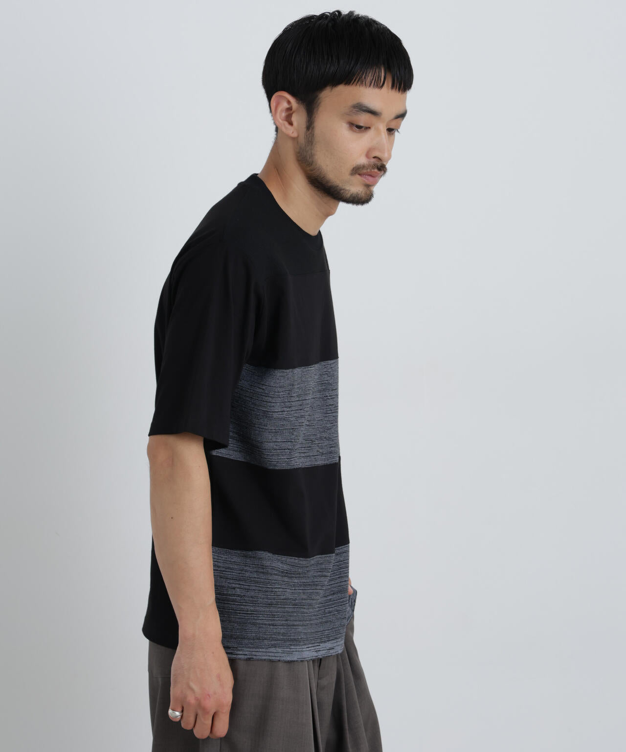 ニットコンビボーダーTシャツ 半袖 6726224214