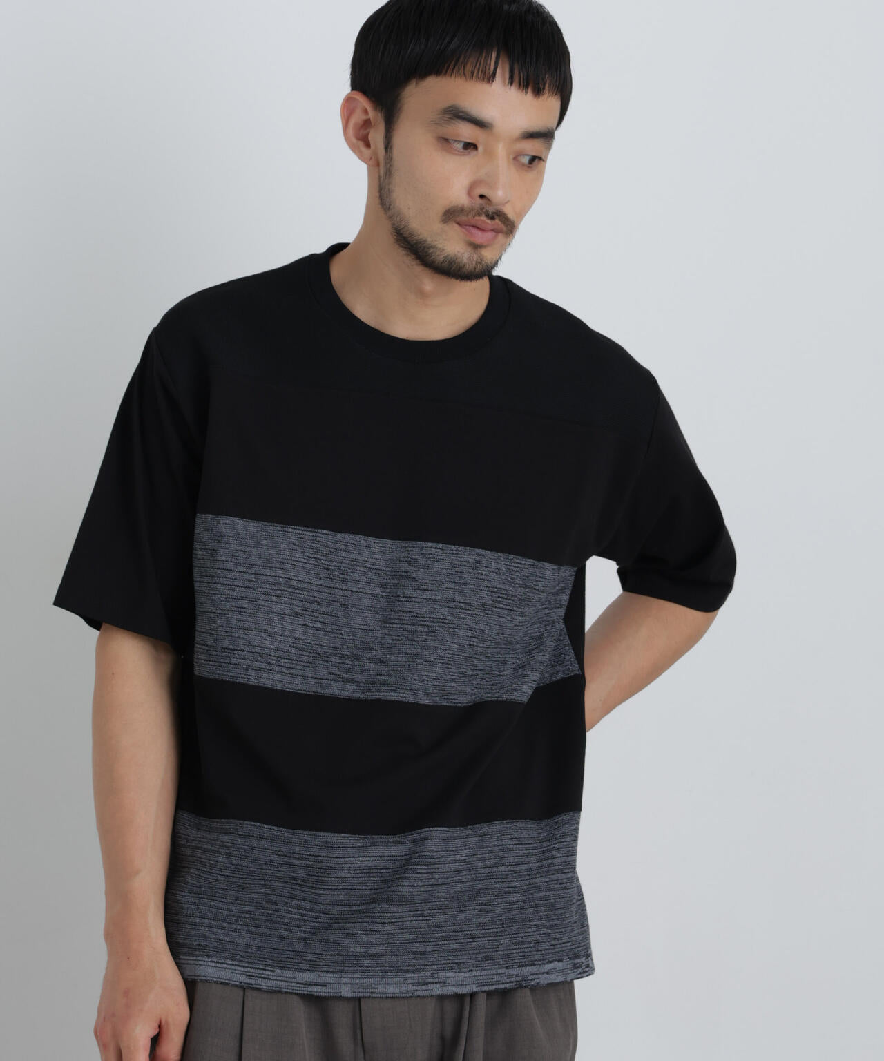 ニットコンビボーダーTシャツ 半袖 6726224214