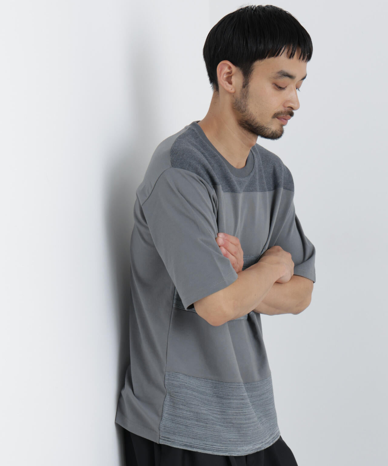 ニットコンビボーダーTシャツ 半袖 6726224214