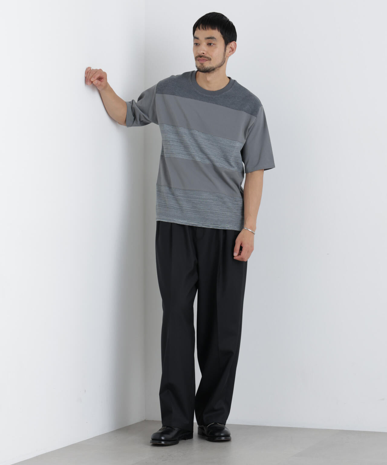 ニットコンビボーダーTシャツ 半袖 6726224214