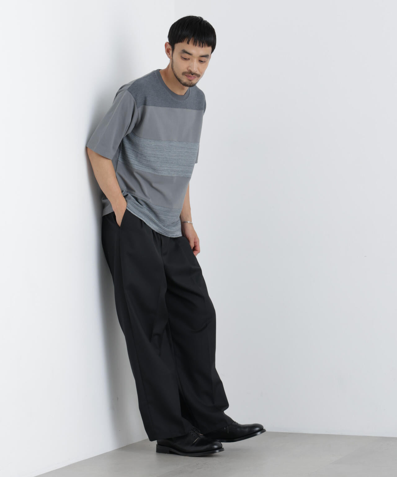 ニットコンビボーダーTシャツ 半袖 6726224214