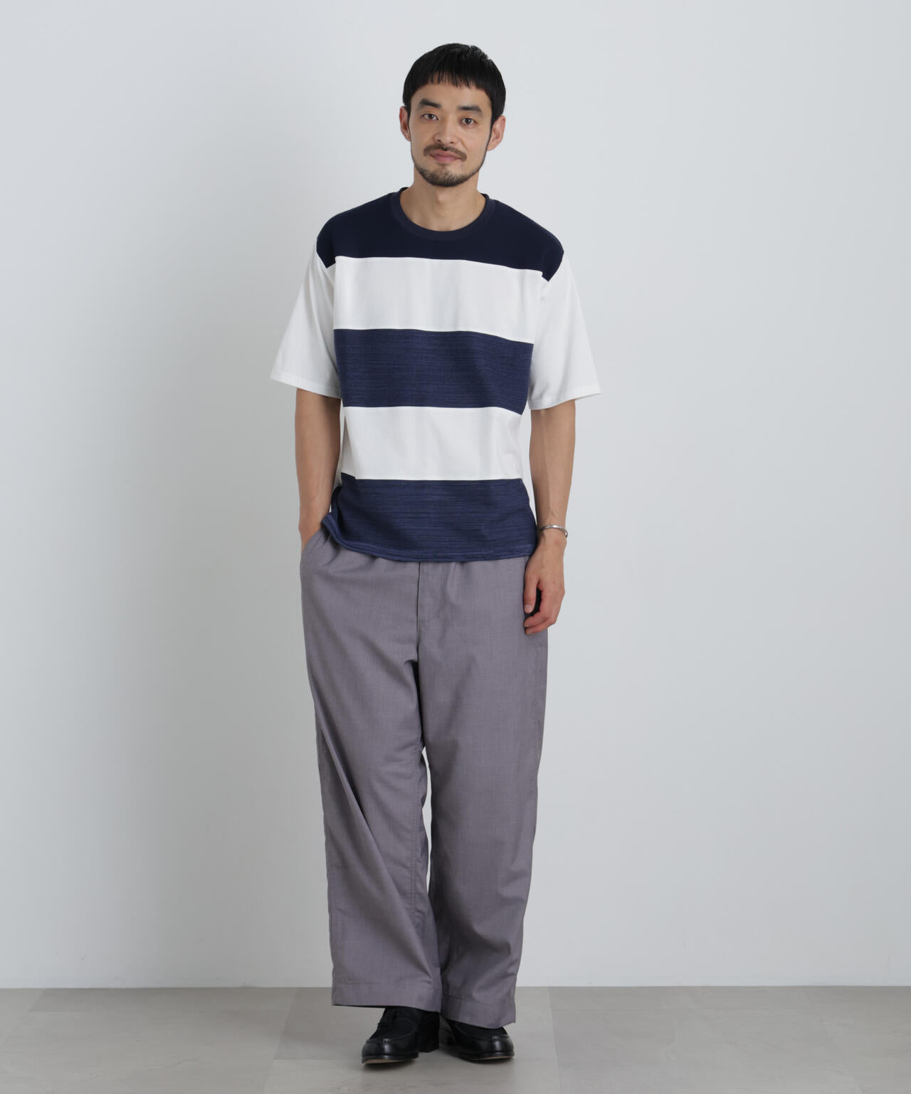 ニットコンビボーダーTシャツ 半袖 6726224214