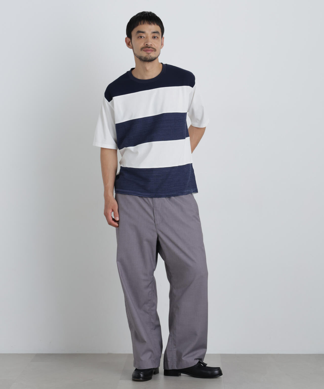 ニットコンビボーダーTシャツ 半袖 6726224214
