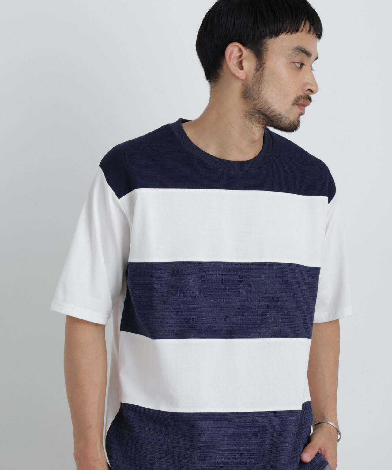 ニットコンビボーダーTシャツ 半袖 6726224214