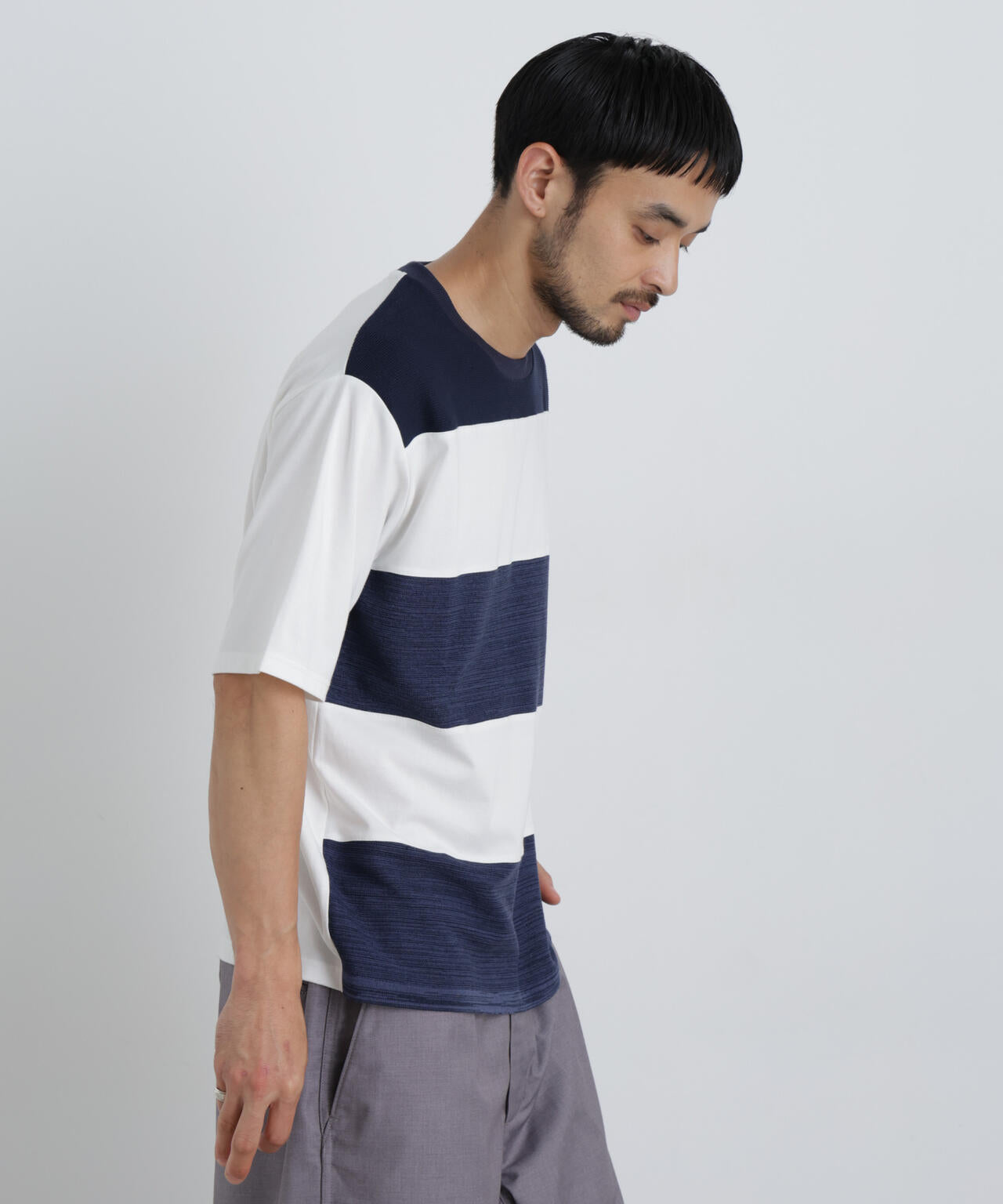 ニットコンビボーダーTシャツ 半袖 6726224214