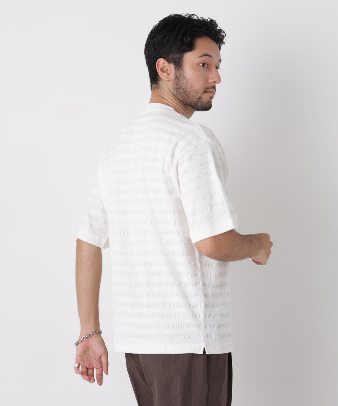 リブボーダーポケットTシャツ 半袖 6726224216