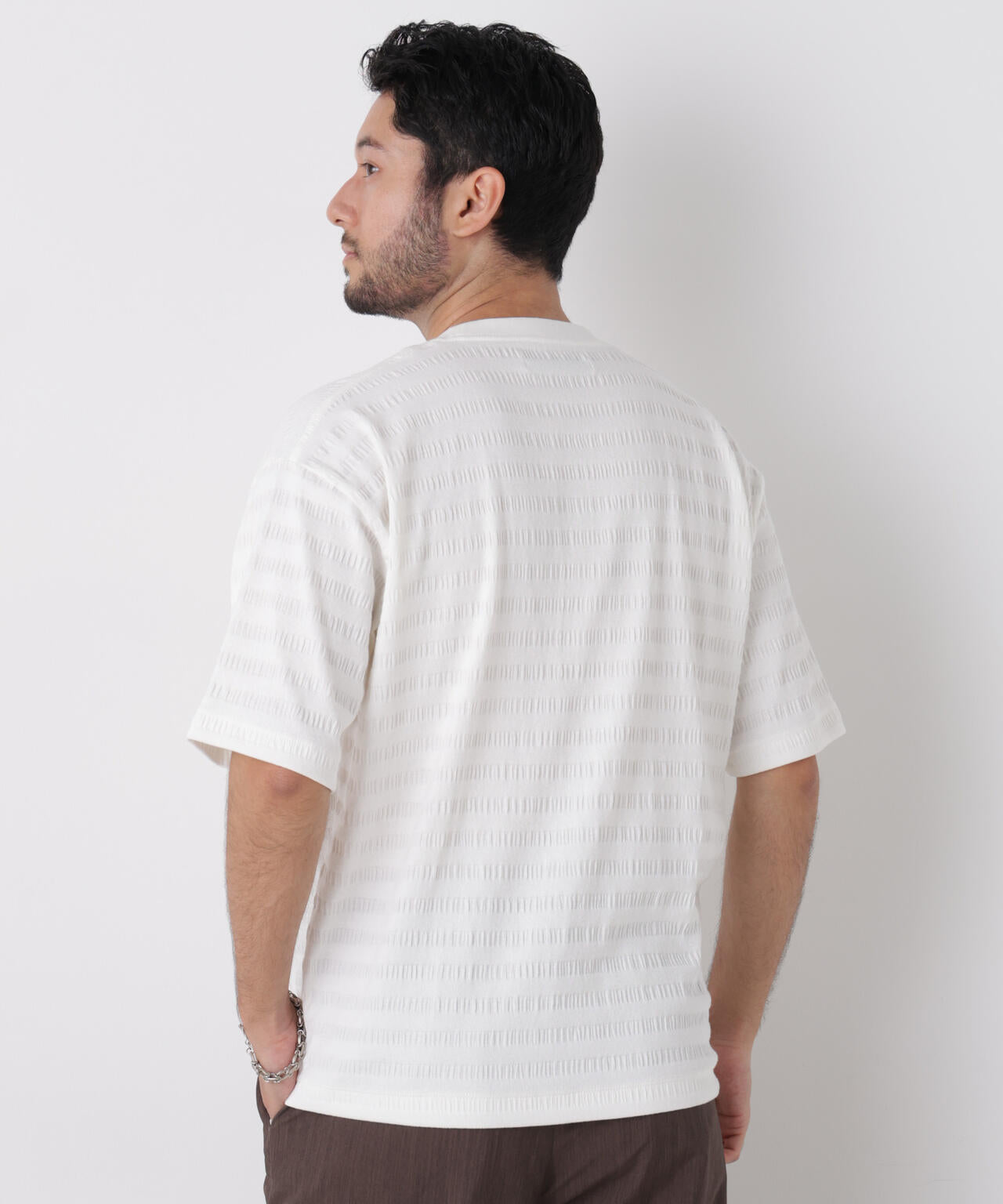 リブボーダーポケットTシャツ 半袖 6726224216