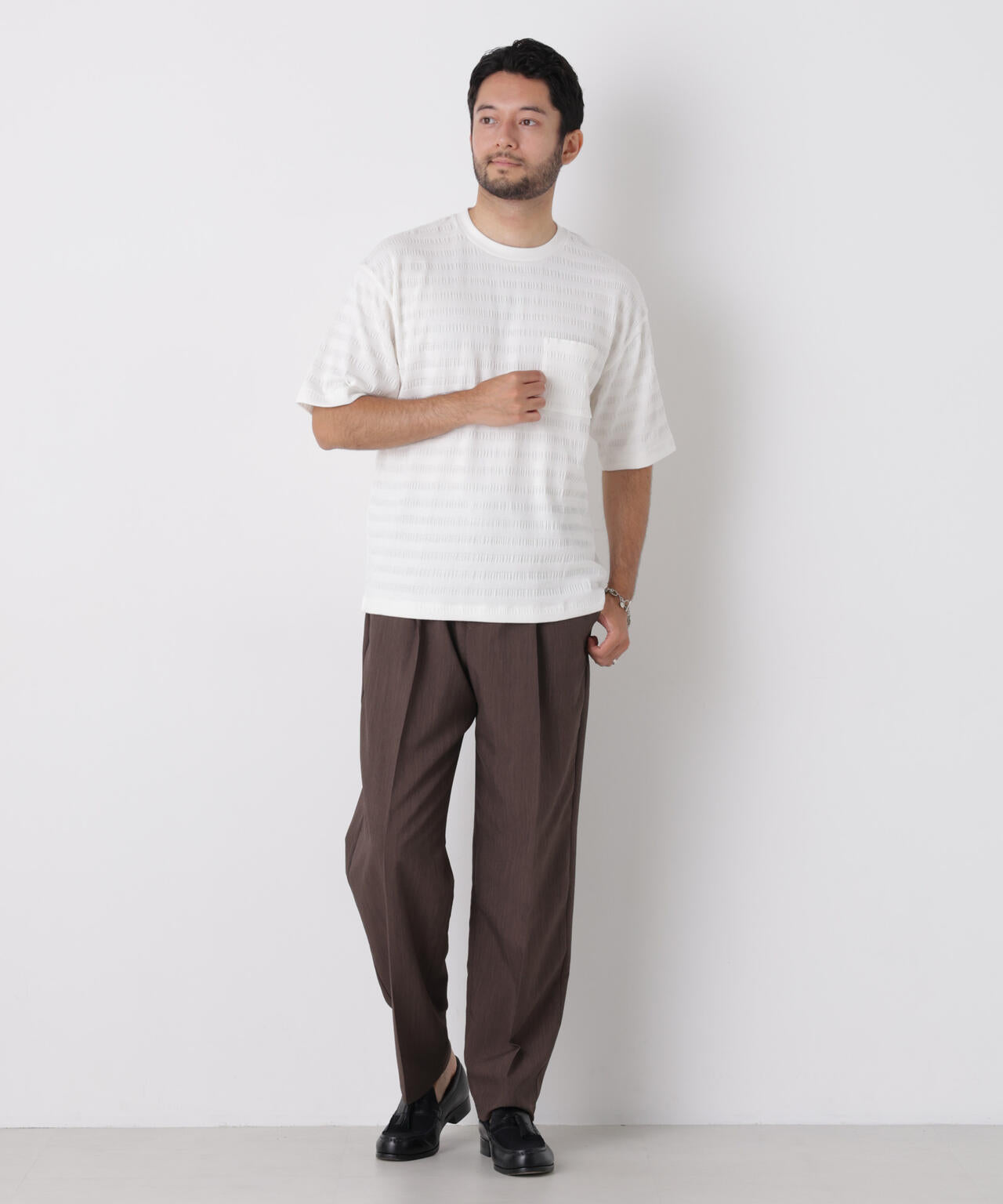 リブボーダーポケットTシャツ 半袖 6726224216
