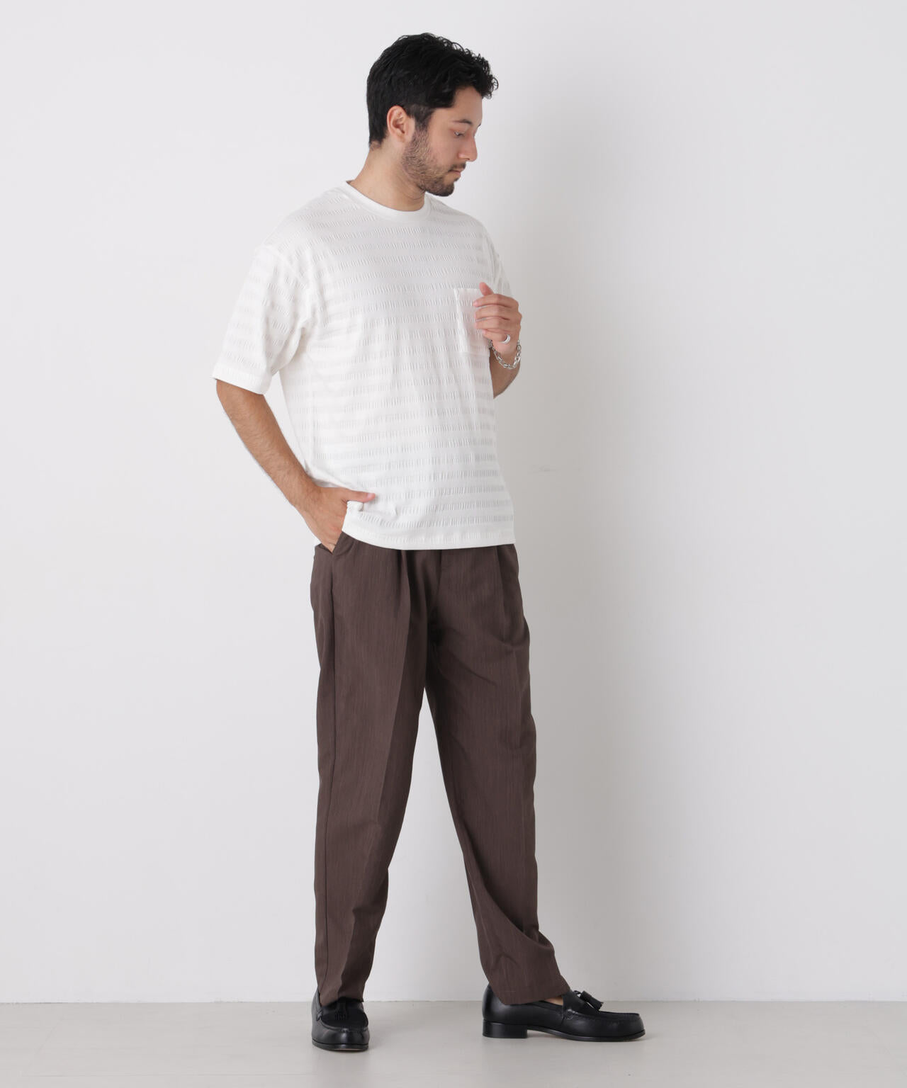 リブボーダーポケットTシャツ 半袖 6726224216