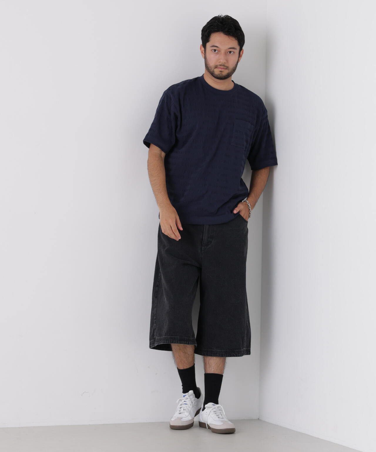 リブボーダーポケットTシャツ 半袖 6726224216